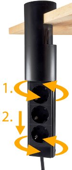 3-fach Tischsteckdose "CT-KS 3" / USB-A + C, 20W PD, 3m Kabel, Schwarz