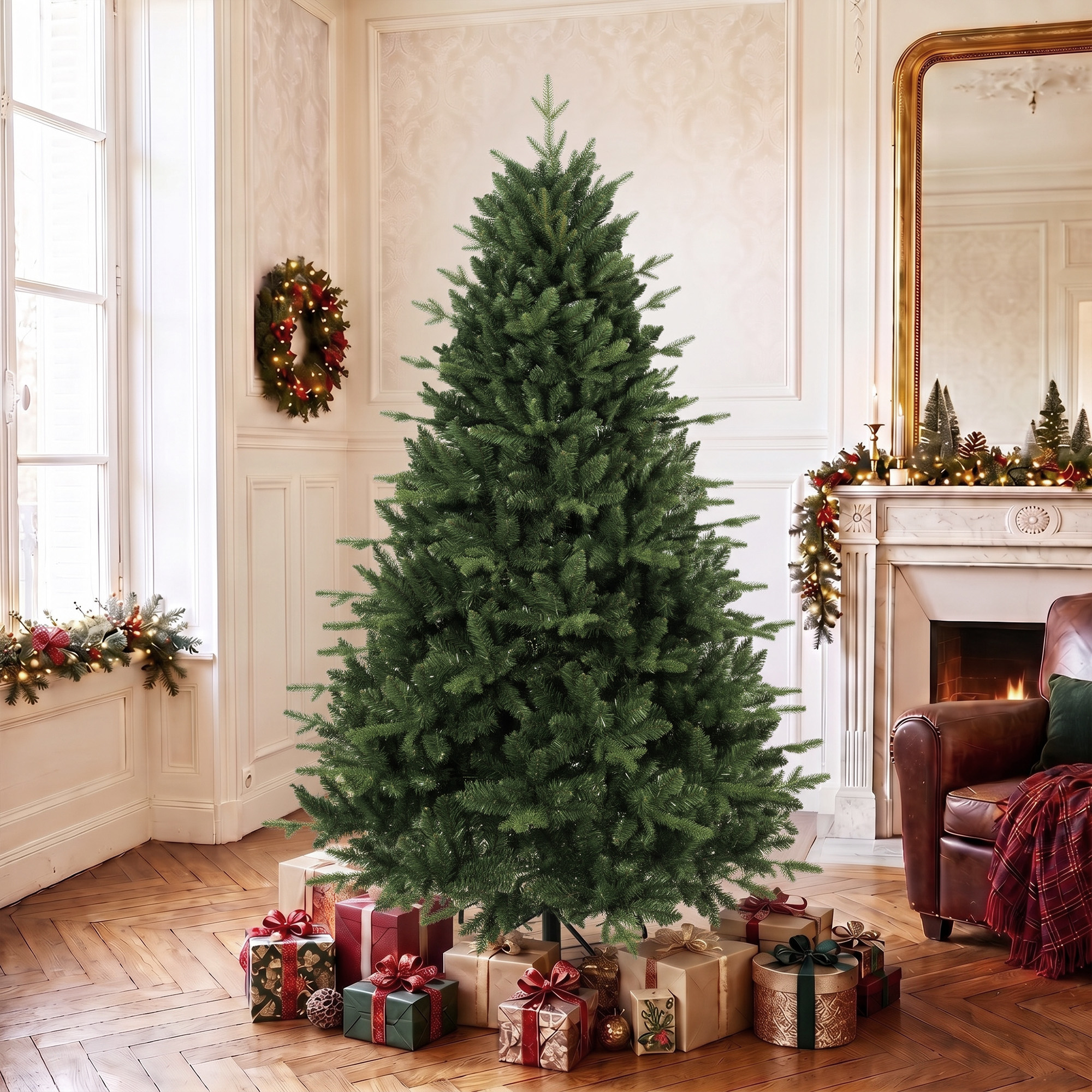 künstlicher Weihnachtsbaum wie echt Spritzguss Tannenbaum mit 1237 Spitzen und Metallständer 180 cm Grün
