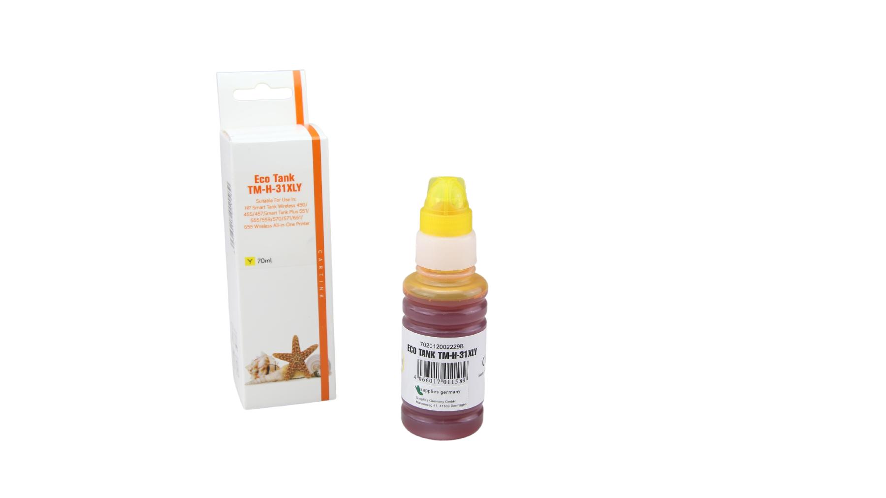 31Y Eco Tank Nachfüllflasche yellow für HP / 1VU28A / 70ml