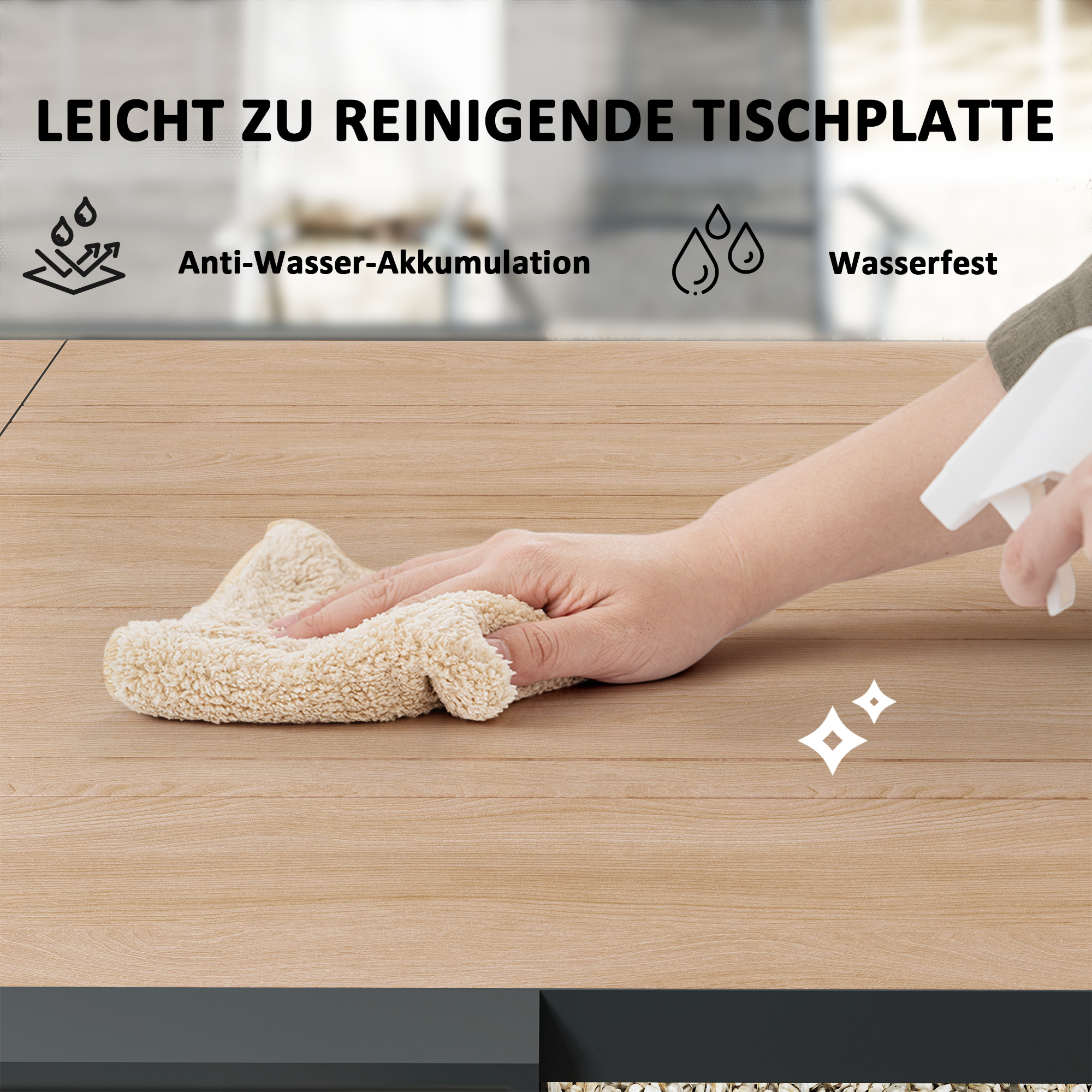 Gartentisch Ausziehbarer Aluminium 80/160x80 cm Wetterfest Balkontisch für 6 Personen Naturholz