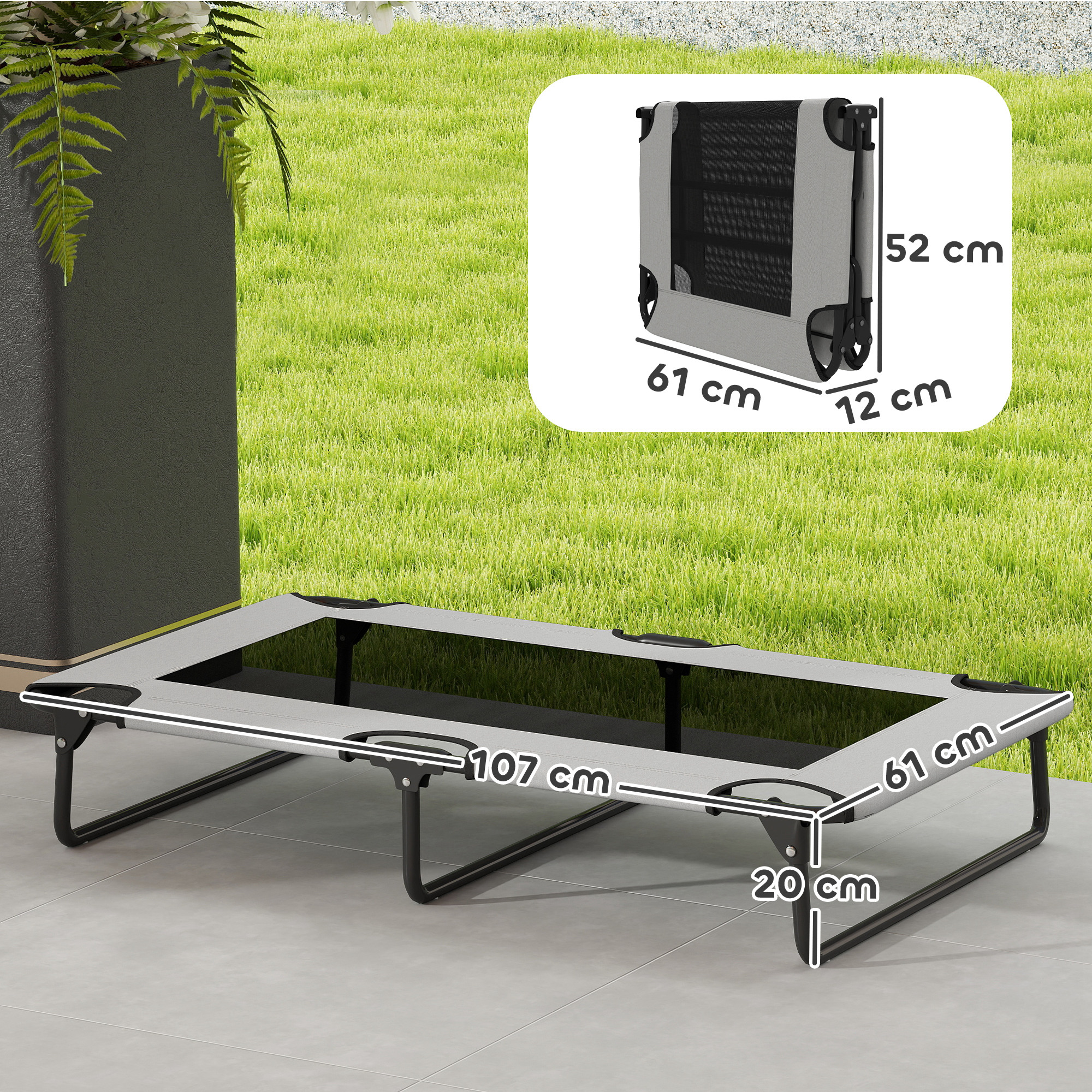 Tragbares erhöhtes Hundebett, erhöhtes Haustierbett mit atmungsaktivem Netz, für große Hunde, Hellgrau