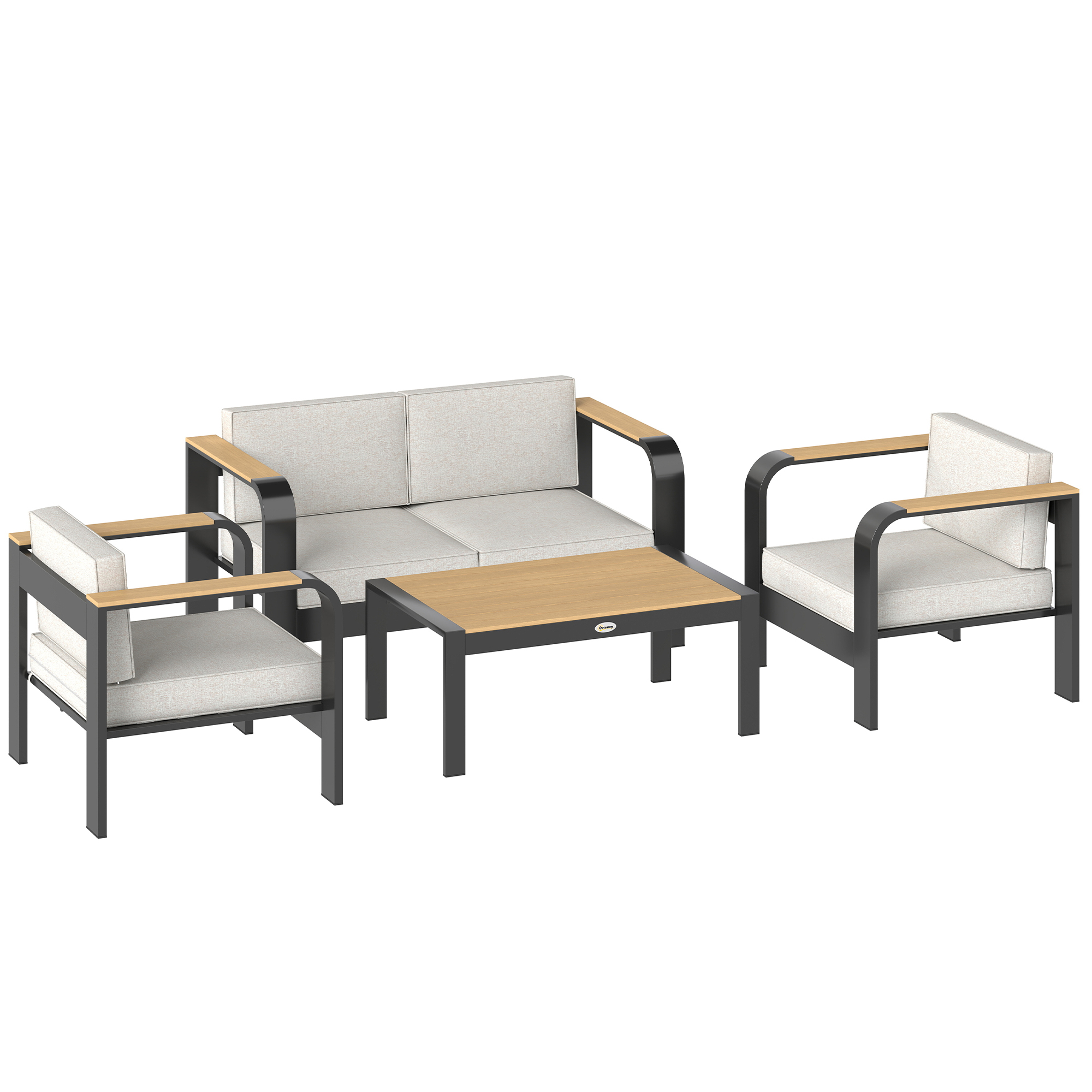 Gartenmöbel Set Aluminium Sitzgruppe für 4 Personen Wasserabweisend extra tiefe mit 2er Sofa 2 Sessel Beistelltisch