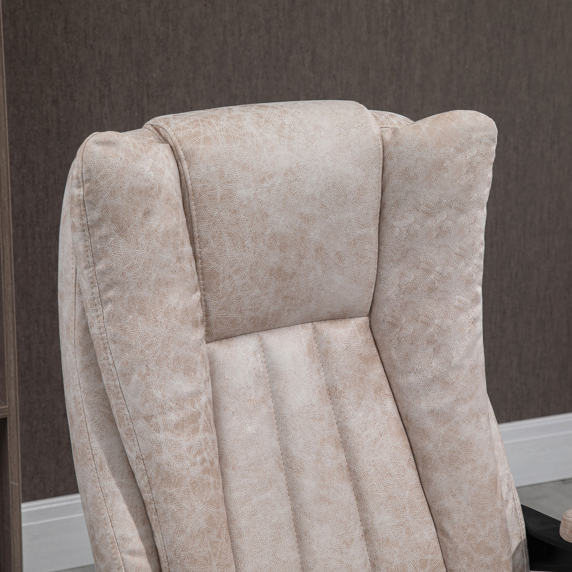 Bürostuhl Drehstuhl mit Liegefunktion Fußstütze Bürosessel Sitzhöhenverstellung Stuhl Schreibtischstuhl Mikrofaser Kunststoff Metall Nylon Beige+Schwarz+Silber 63 x 71 x 110-118 cm