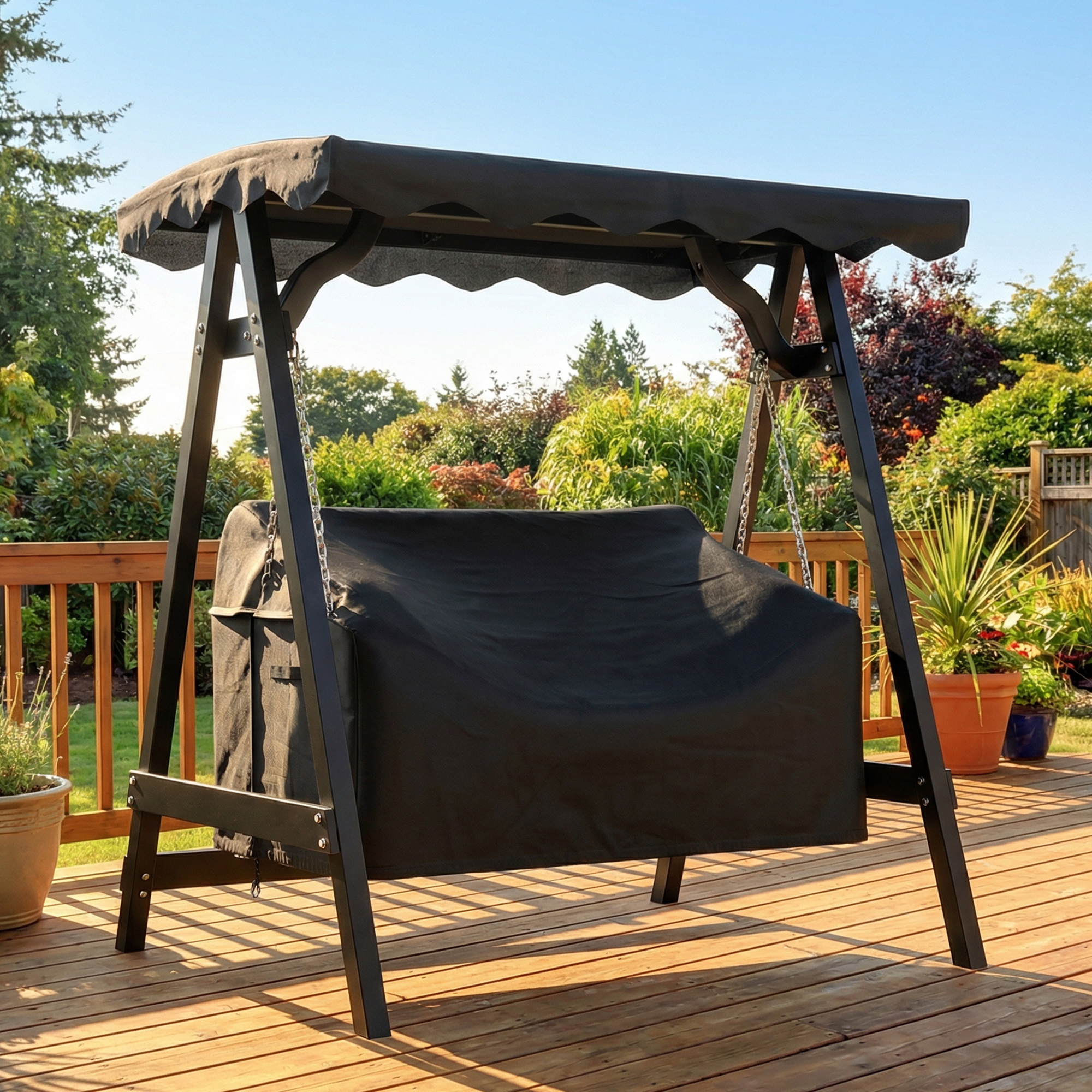 2-Sitzer Gartenschaukel-Abdeckung, wasserdichte Schutzhülle, winddicht und UV-beständig, 420D Oxford-Stoff