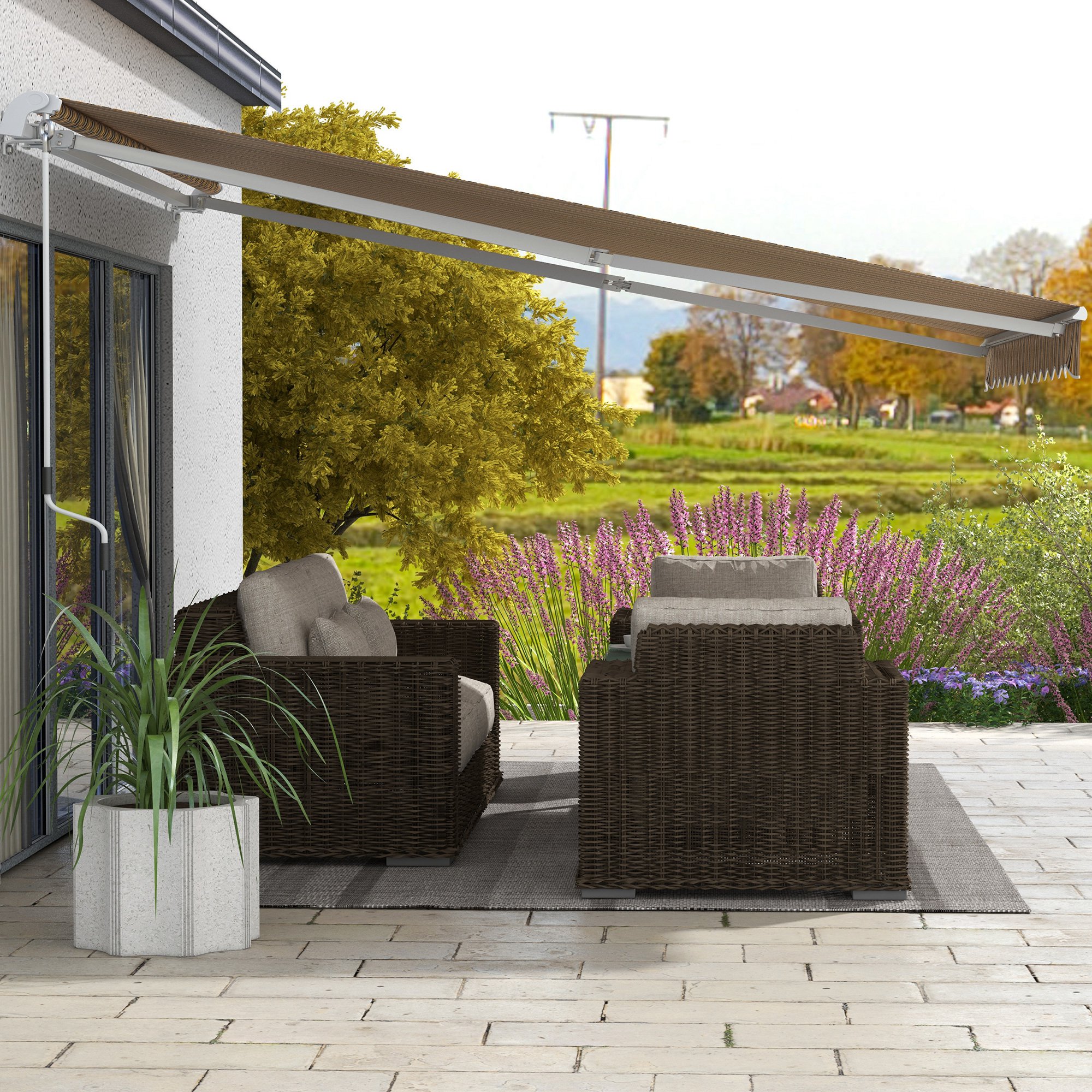 Markise Sonnenschutz Sonnendach, 3, 5 m x 2,5 m, Gelb + Grau