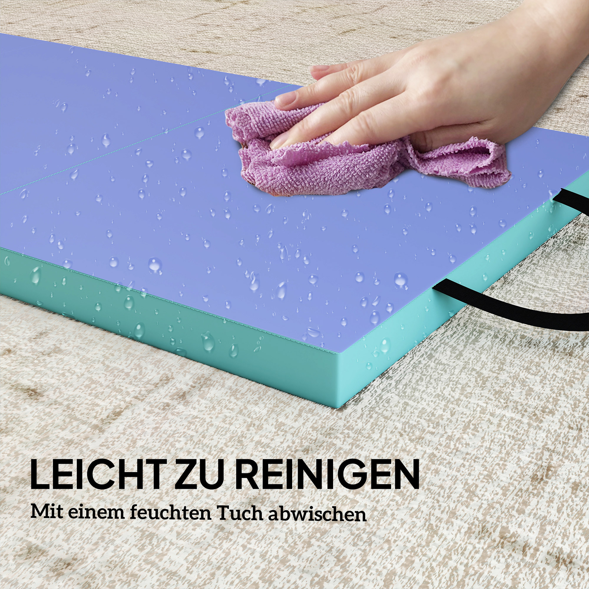 Trainingsmatte Faltbare Fitnessmatte mit Griff Sportmatte für Yoga Fitness Synthetikbezug 180 x 60 x 5 cm Grün+Lila