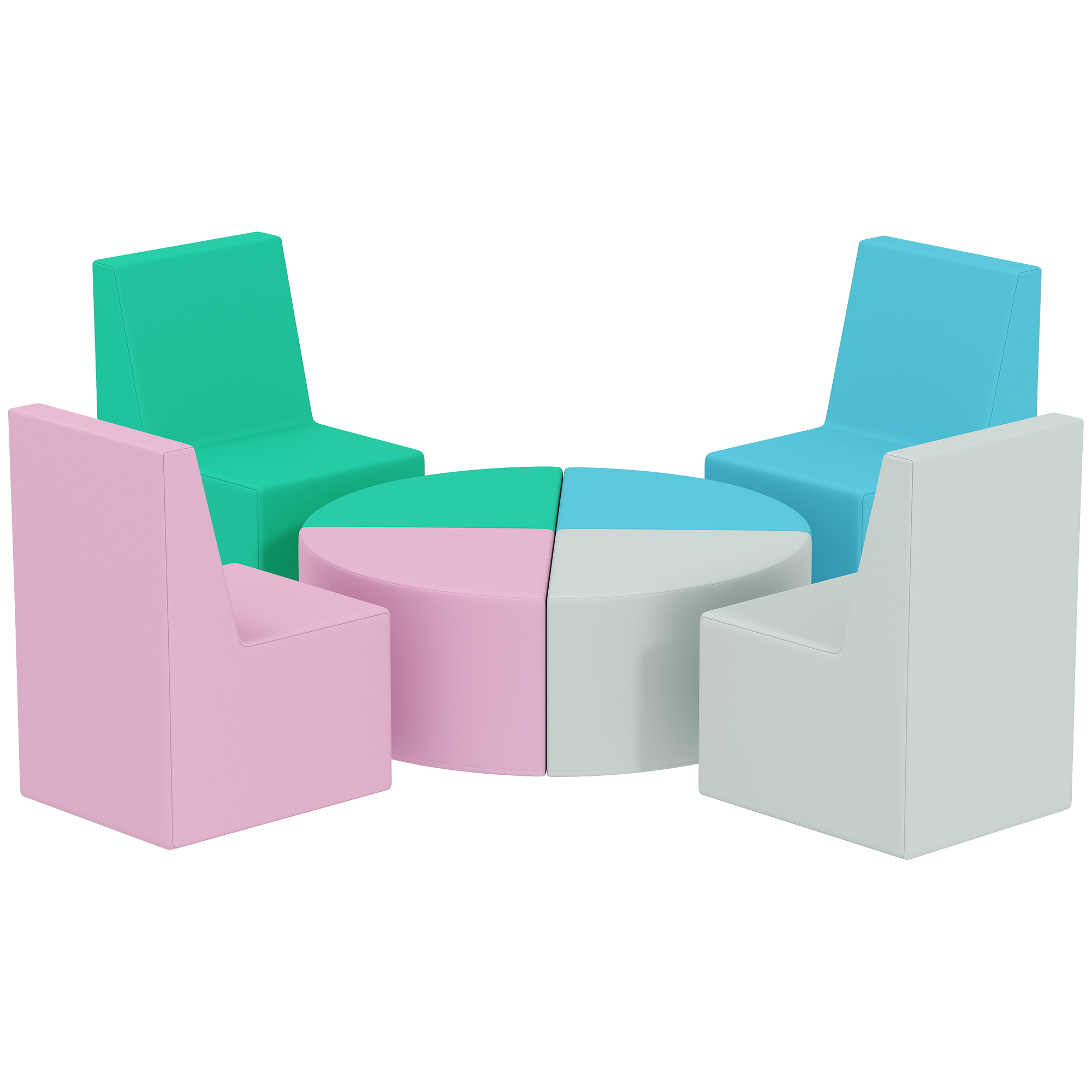 8 TLG. Schaumstoff Bausteine Kinder Softbausteine mit Tisch- und Stuhldesign klettern Bauklötze aus PU Mehrfarbig