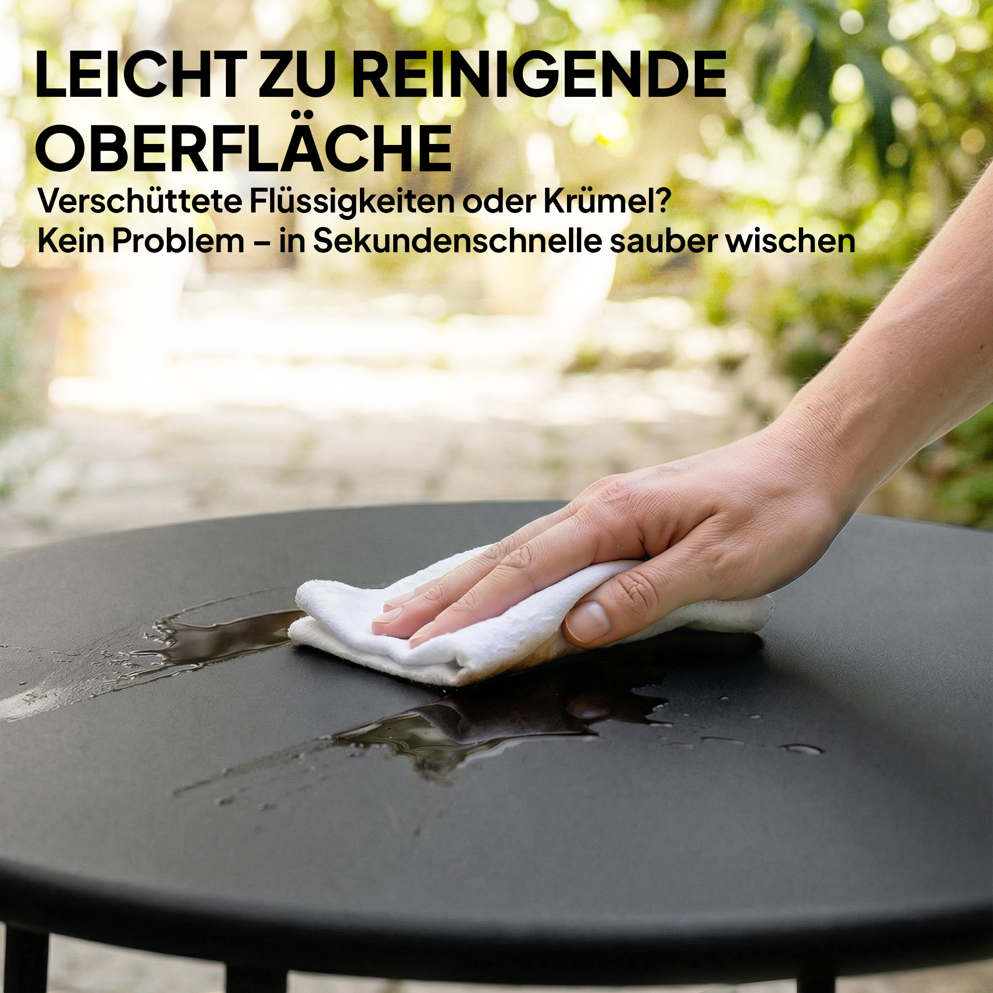 50cm runder Outdoor-Tisch, Metall Gartencouchtisch mit X-förmigem Gestell und rutschfesten Füßen, Schwarz