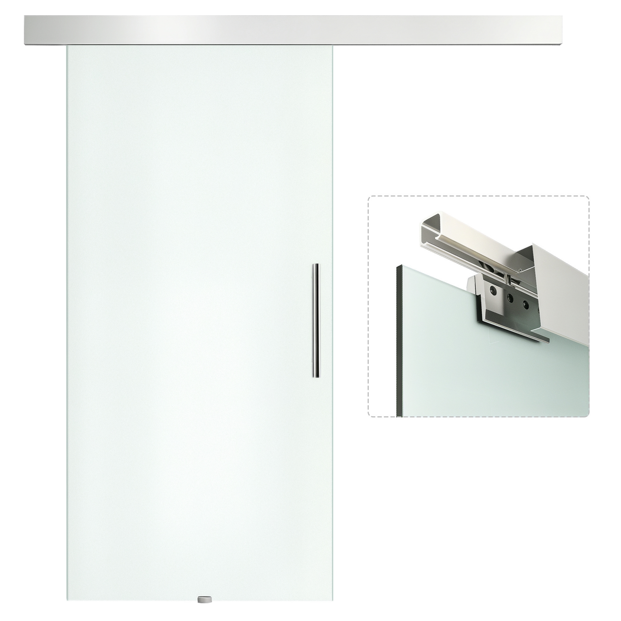 Glasschiebetür mit Griffstange, einseitig satiniert, 102,5 x 205 cm Glasschiebetür mit Griffstange, einseitig satiniert, 102,5 x 205 cm