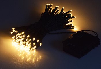 LED Batterie-Lichterkette "CT-TK100" 10m, warmweiß, IP44, 100 LEDs, mit 6Std.Timer
