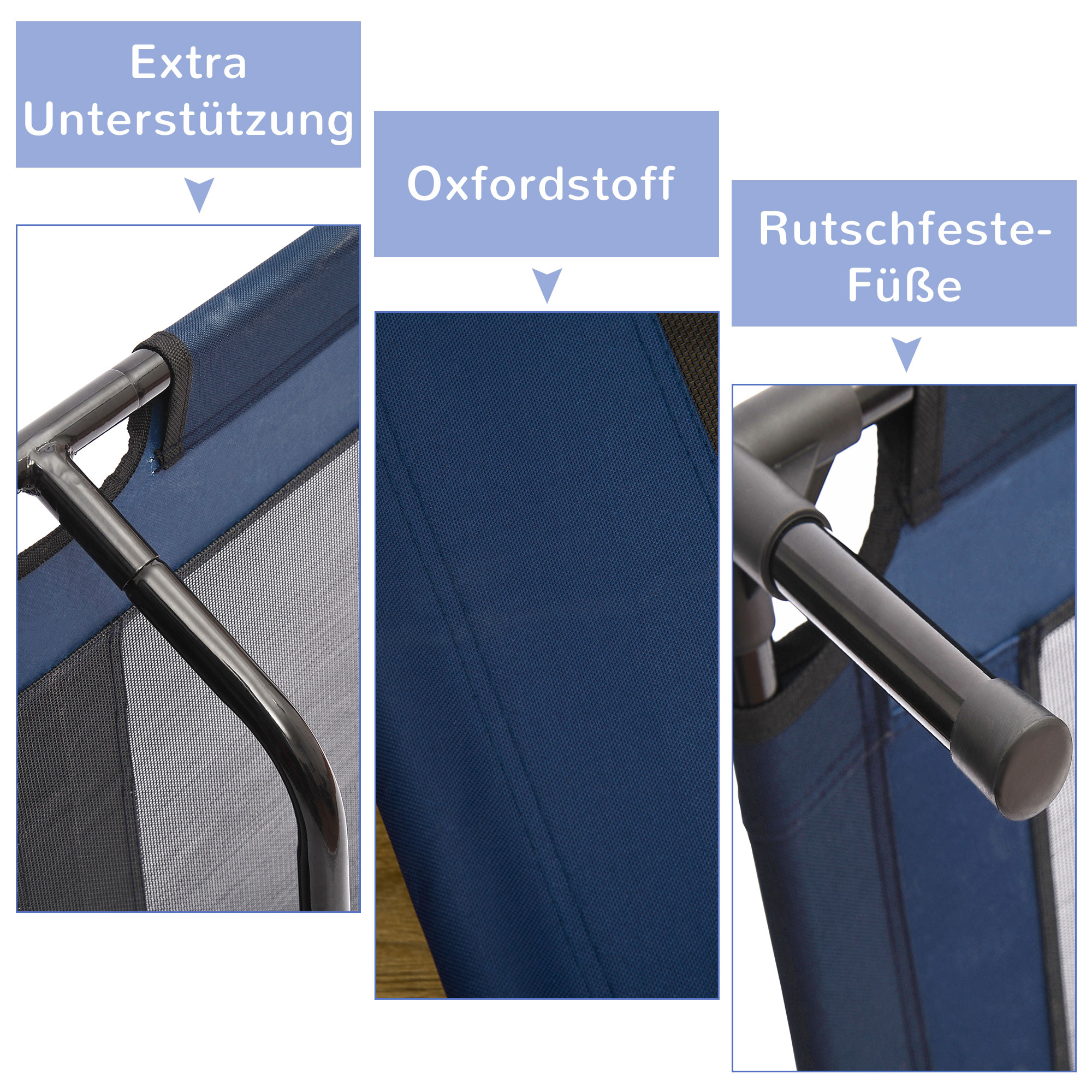 Hundebett Hundeliege Outdoor Katzenbett Haustierbett Schlafplatz Metall 600D Oxford-Gewebe Blau 91,5 x 76,2 x 18 cm