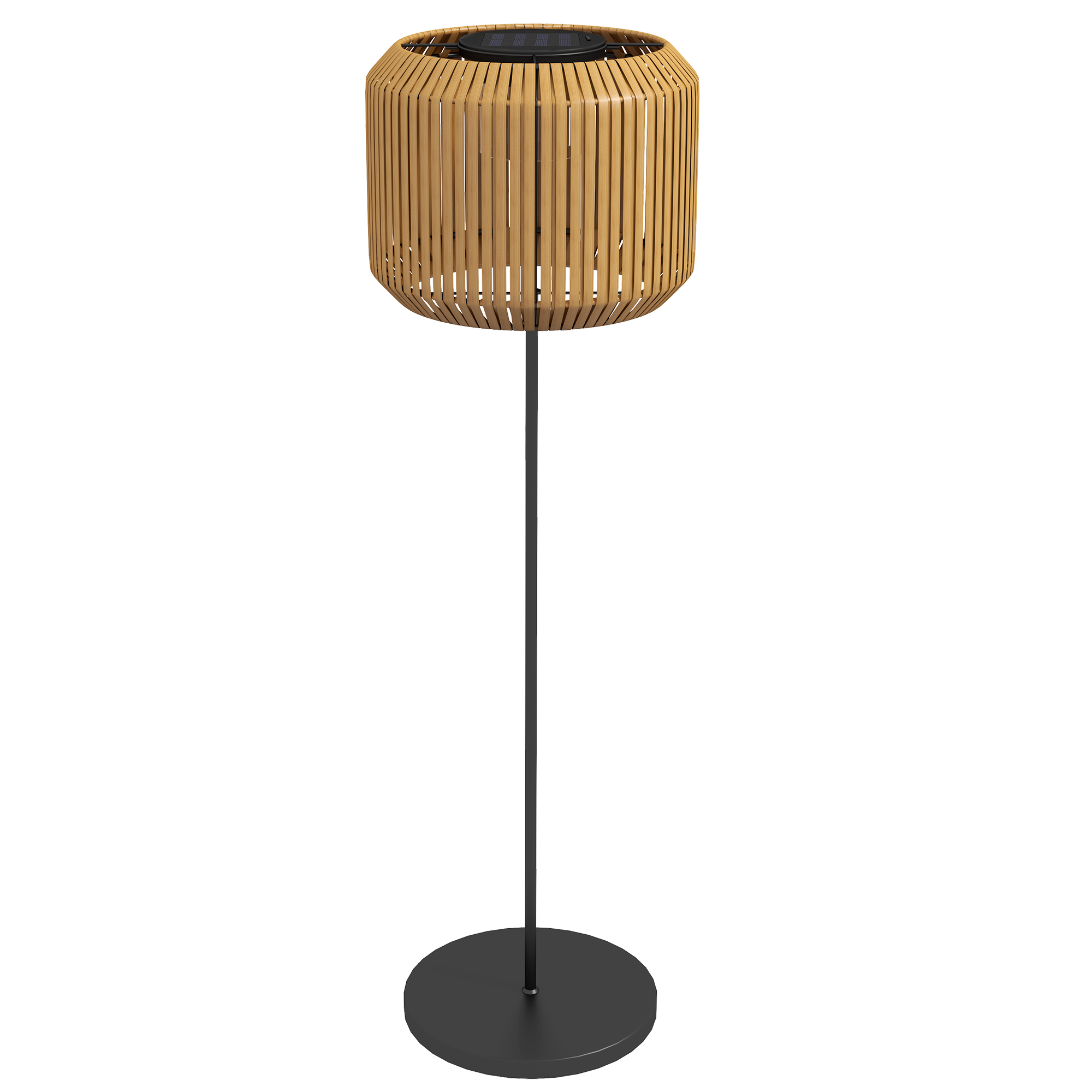 Rattan Außenleuchte, Solar Gartenlampe, Einschaltautomatik, LED, wetterfest, Metallrahmen, Ø34 x 130cm, Schwarz/Gelb Rattan Außenleuchte, Solar Gartenlampe, Einschaltautomatik, LED, wetterfest, Metallrahmen, Ø34 x 130cm, Schwarz/Gelb