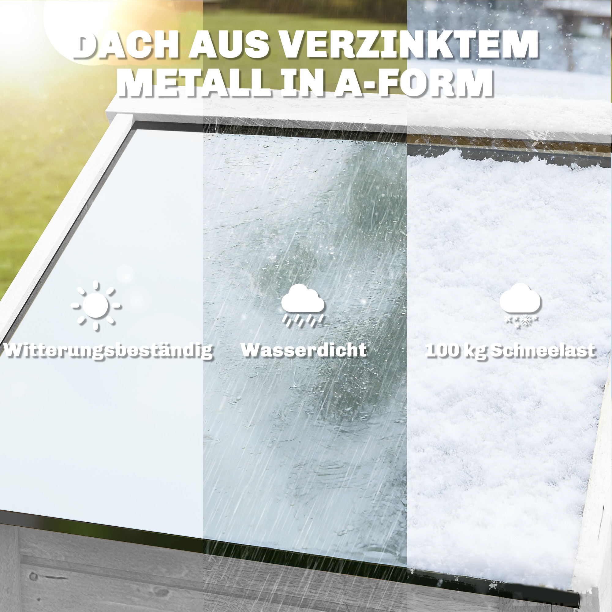 Gartenschrank Holz extra hohe Geräteschuppen mit verstellbar Ablage magnetisch Tür galvanisiert Dach Belüftung