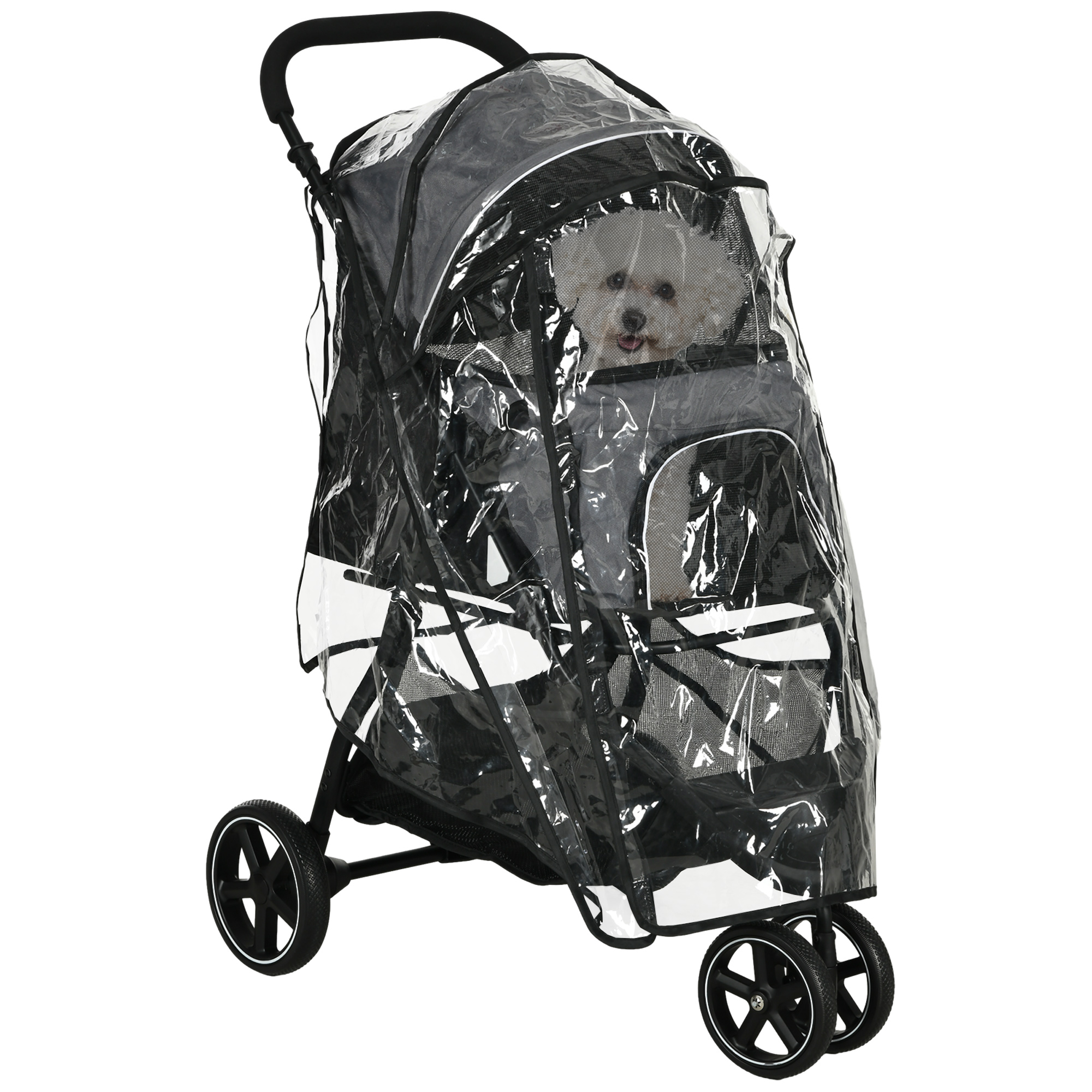 Hundebuggy Haustierwagen bis 10kg klappbar Regenschutz 2 Sicherheitsleinen 83cm x 55cm x 101cm Grau + Schwarz Hundebuggy Haustierwagen bis 10kg klappbar Regenschutz 2 Sicherheitsleinen 83cm x 55cm x 101cm Grau + Schwarz