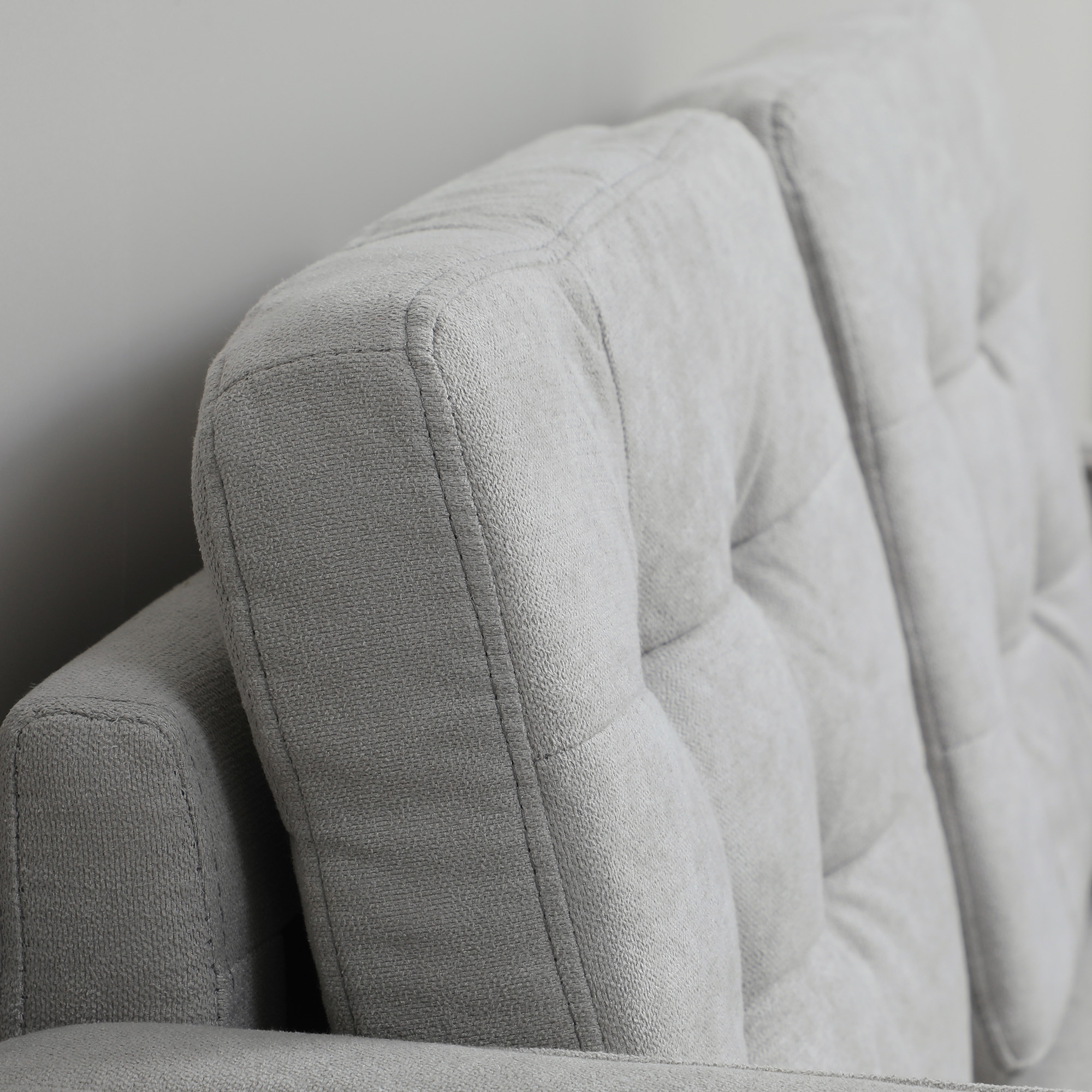 Zweisitzer-Sofa mit Stauraum, Knopfheftung, Kissen, Kautschukbaumholz, 117x62x78cm, Hellgrau