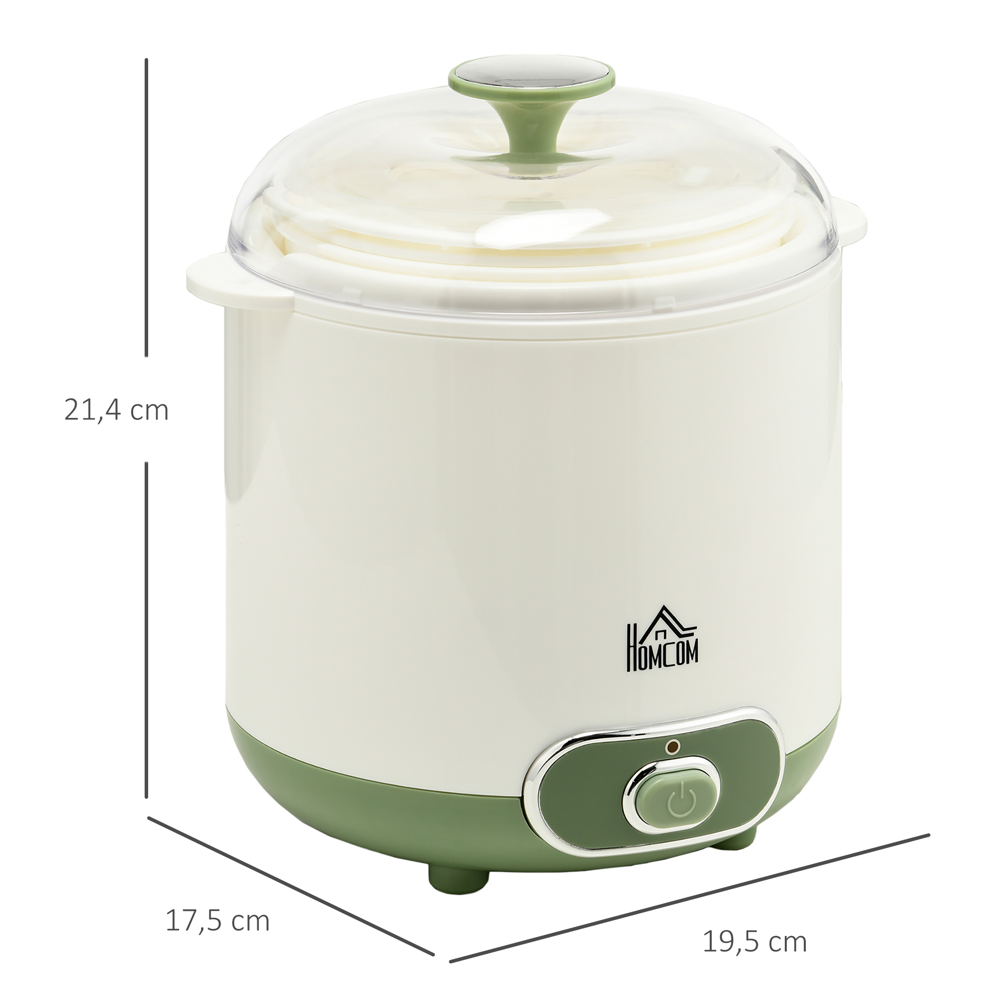 Joghurtbereiter, 1,5 L Joghurtmaschine mit 2 Gläsern, Sieb, Deckel, 20 W Joghurt-Maker für griechischen Joghurt, für 3-5 Personen, 19,5x17,5x21,4 cm, Weiß