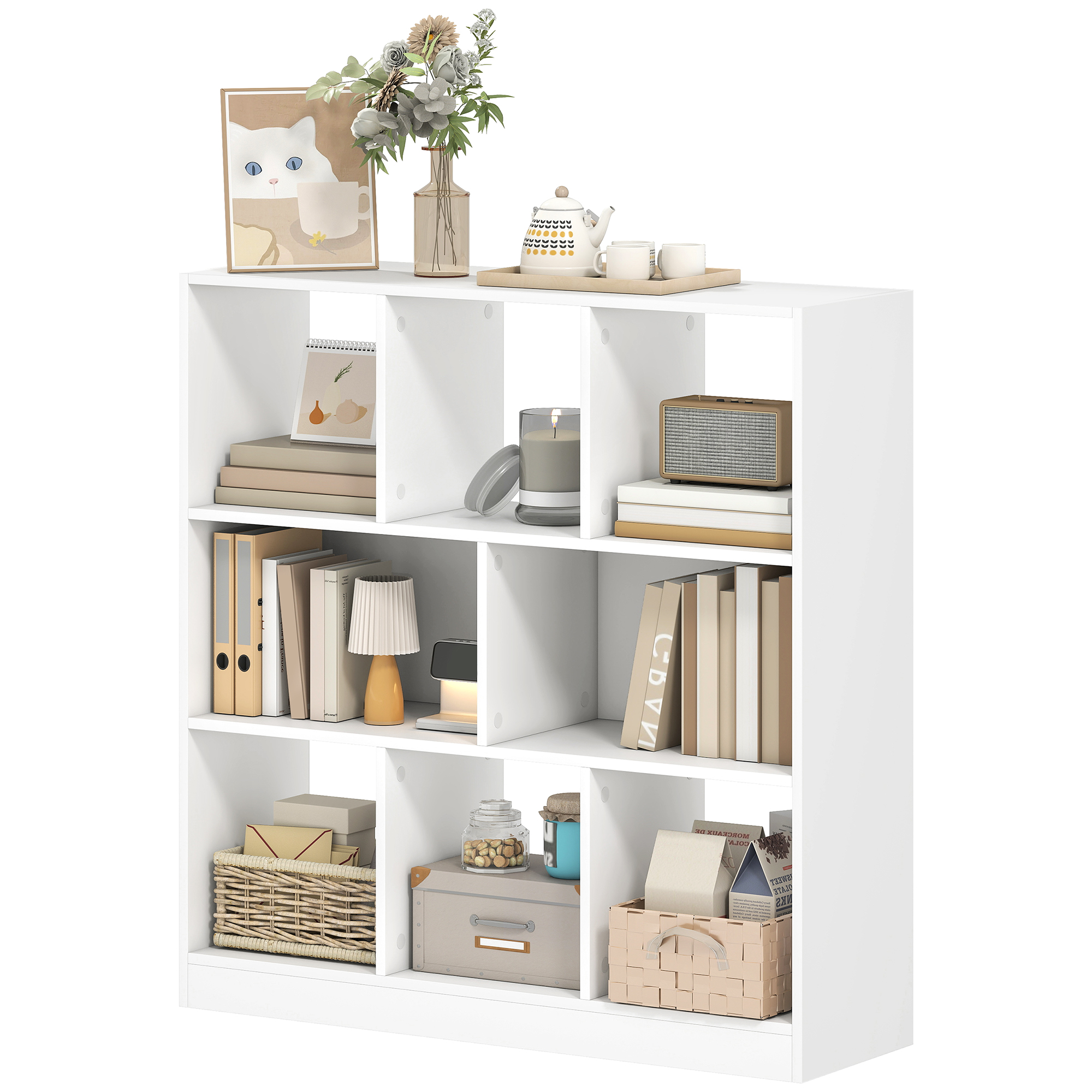 Bücherregal Regal Standregal, 8 Regalfächer, 97,5 x 30 x 100 cm, Weiß Bücherregal Regal Standregal, 8 Regalfächer, 97,5 x 30 x 100 cm, Weiß