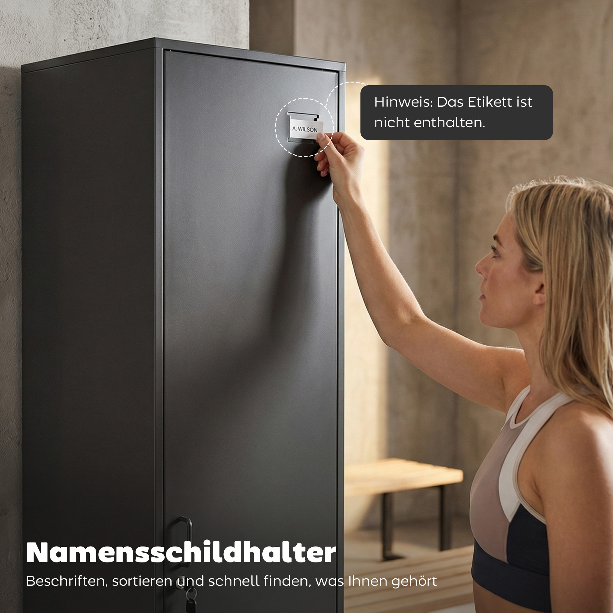 Metallspind mit abschließbarer Tür und Kleiderstange, einzelner Stahlspind für Zuhause oder Büro, Schwarz