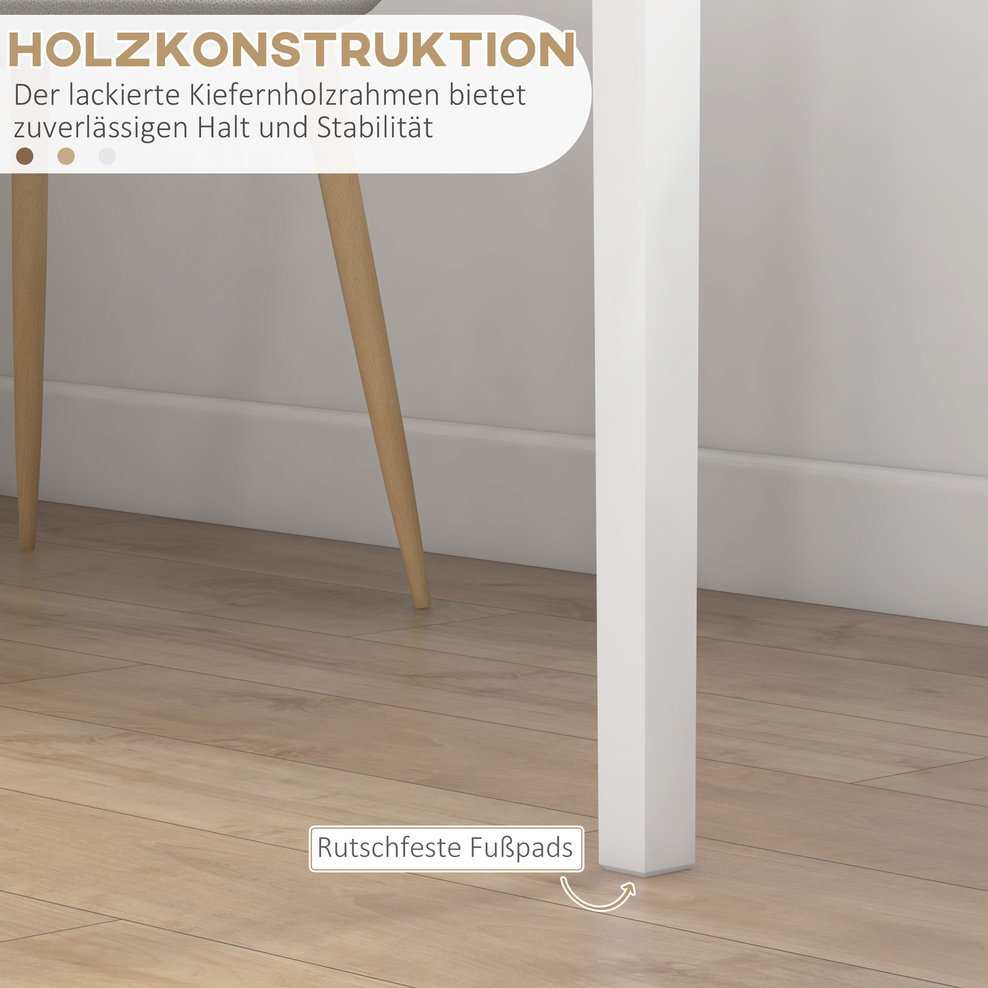 Küchentisch Esstisch Quadratischer Tisch, modernes Design, 75 cm x 75 cm x 76 cm, Weiß