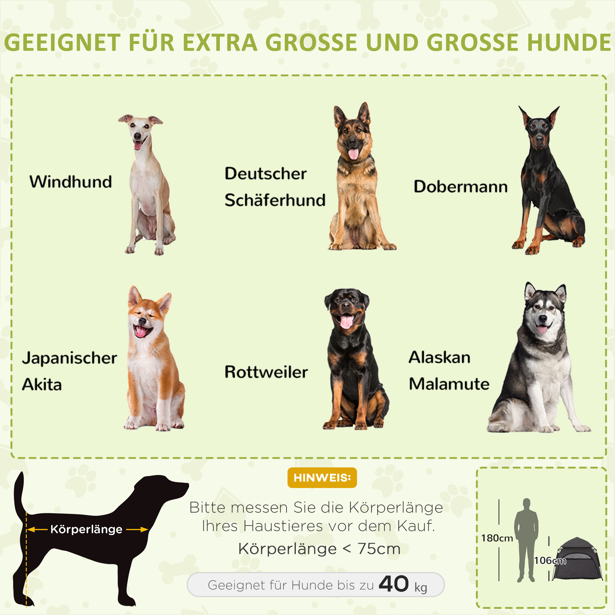 Haustierzelt, Hundezelt, klappbar, wetterbeständig, Hundehütte, für große Hunde, Schwarz