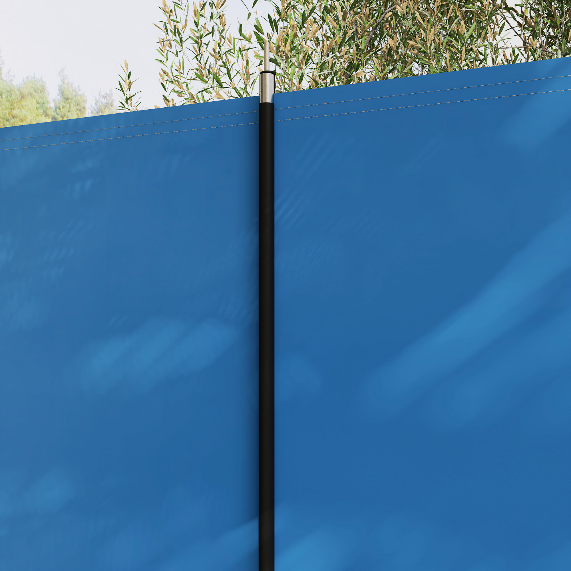 Windschutz Camping Sichtschutz mit 4 Stahlstangen Tragetasche Strandschutz für Camping Garten Strand 540 x 150 cm Blau