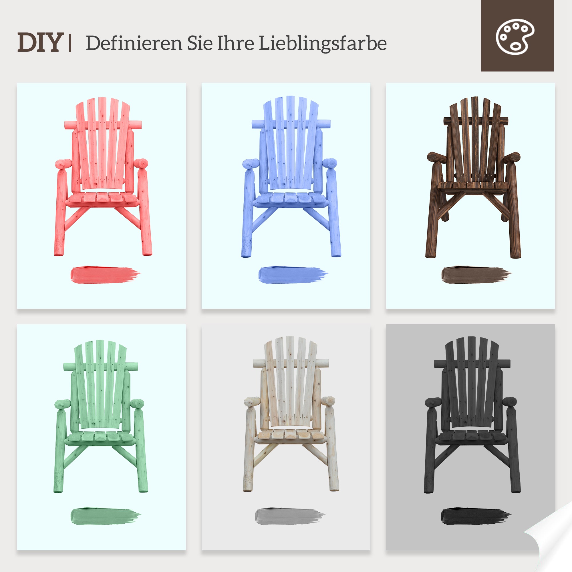 Gartenstuhl, Outdoor Hochlehner, bis 113 kg, wetterfest, Verkohlt