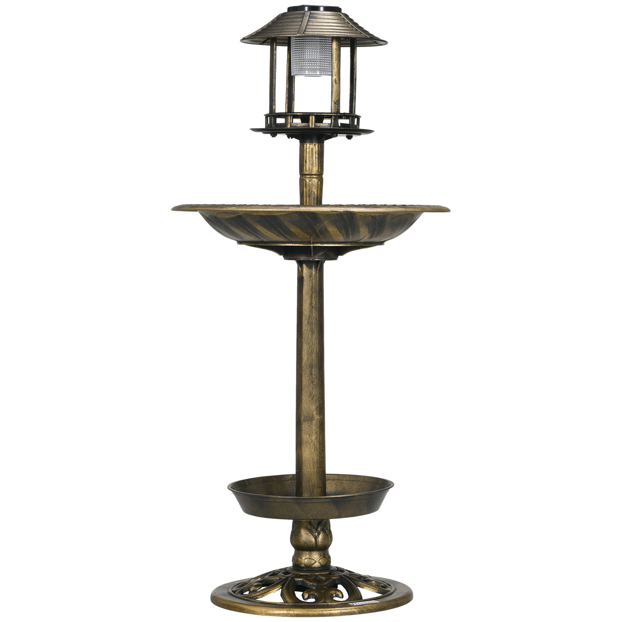 Vogeltränke Vogelhaus Futterschale, wetterbständig, 2 Schalen, Vintagedesign, 50 x 50 x 110 cm, Bronzefarben