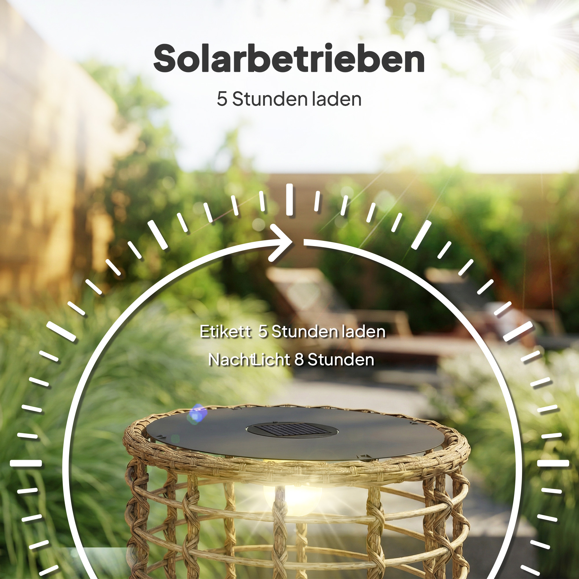 Solar Stehlampe 2er Set Rattan Solarlampen mit Lichtsensor LED Solarleuchte im Boho-Stil IP44