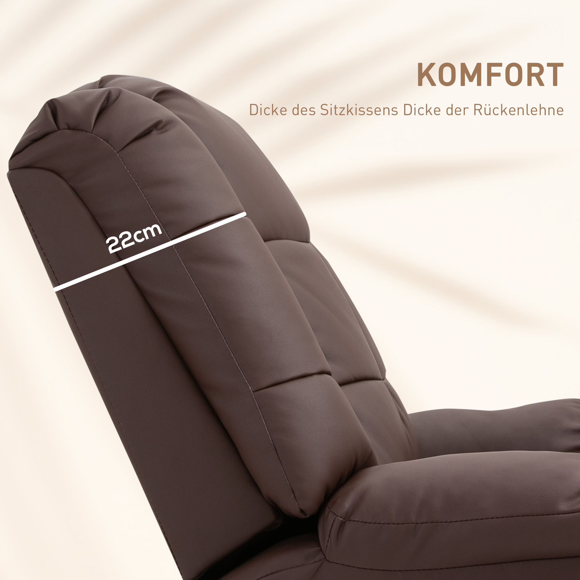 Massagesessel neigbar mit Fernbedienung 94 x 99 x 99cm Kunstleder Braun
