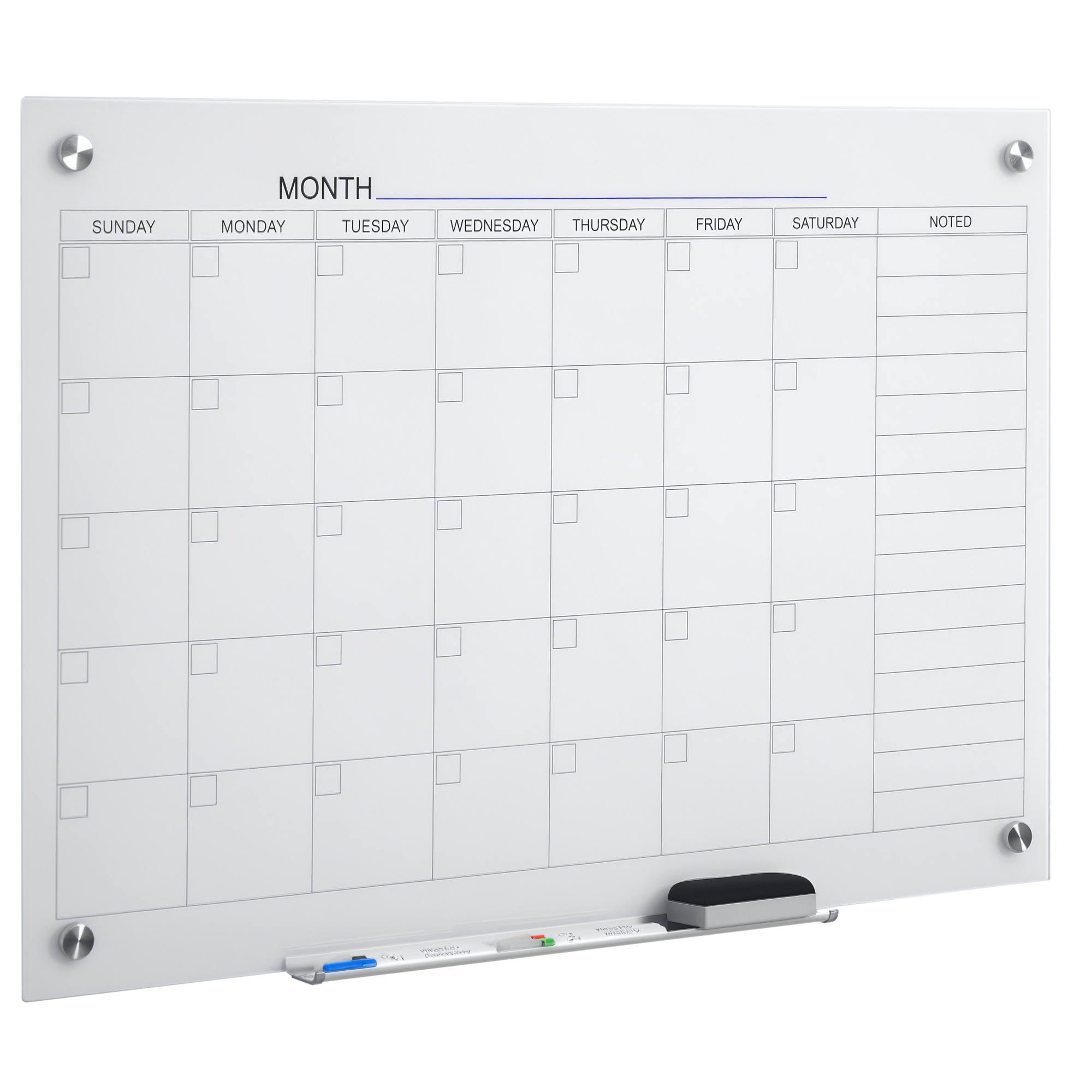 Whiteboard Kalender 90 x 60cm Wandkalender mit Stiftablage Trocken Abwischbar Wochenplaner mit 4 Stifte, Radierer, Monatskalender für Büro Schule Küche Zuhause