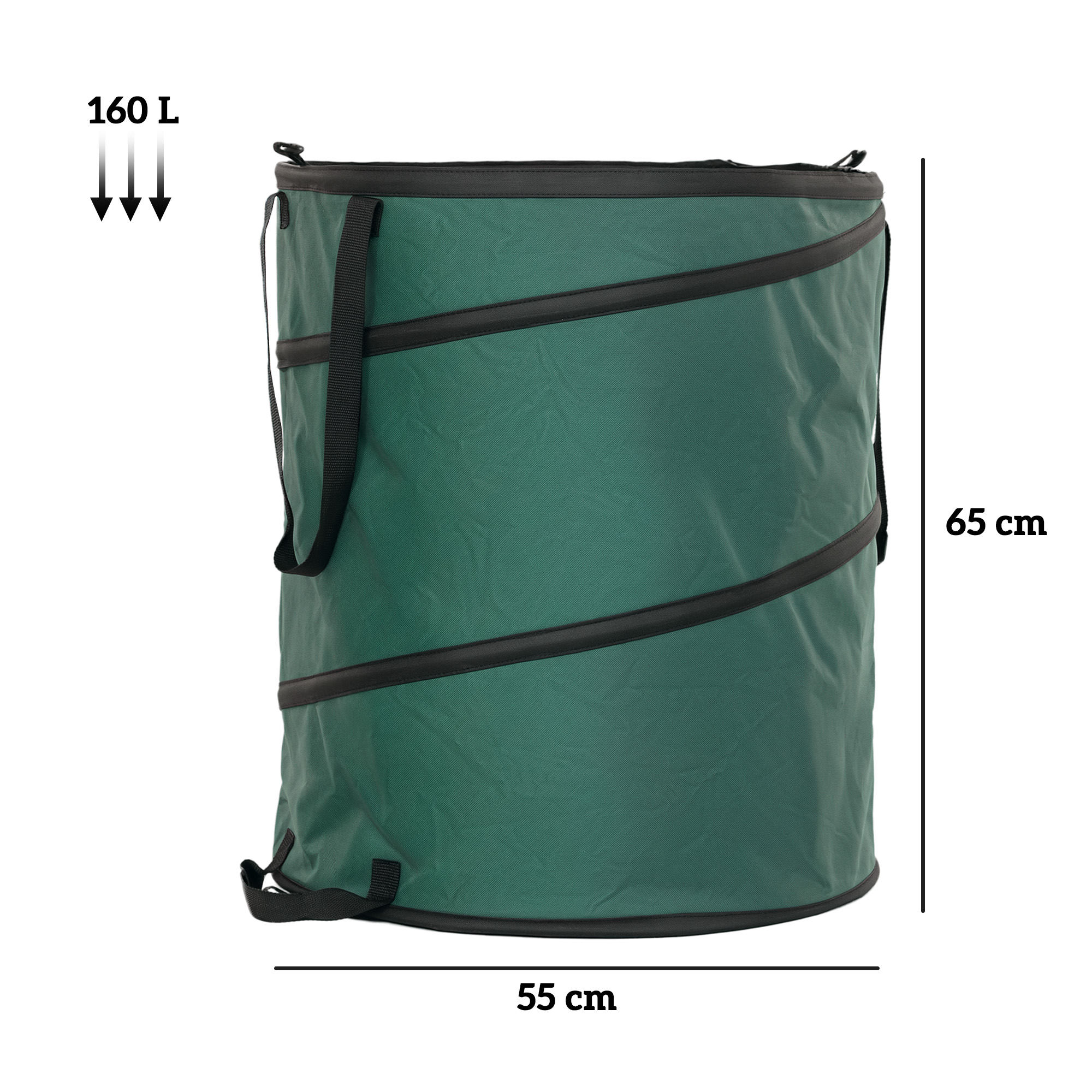 Gartensack 2x160L wasserdicht Gartenabfallsack mit Trageschlaufen Griffe, stabil robust Laubsack Grün