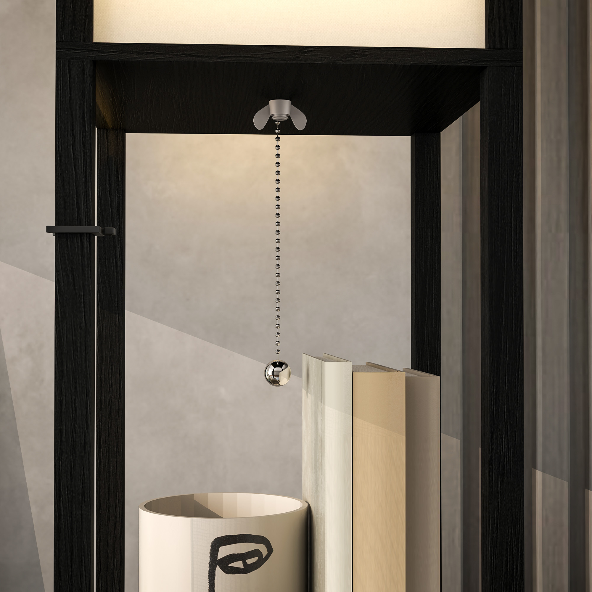 Stehlampe mit 3-stufigem Regal, Fußschalter, USB-Anschlüssen, MDF, Schwarz