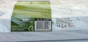 5-fach Steckdosenblock, weiß / 250V~/ 16A, Aufbaumontage