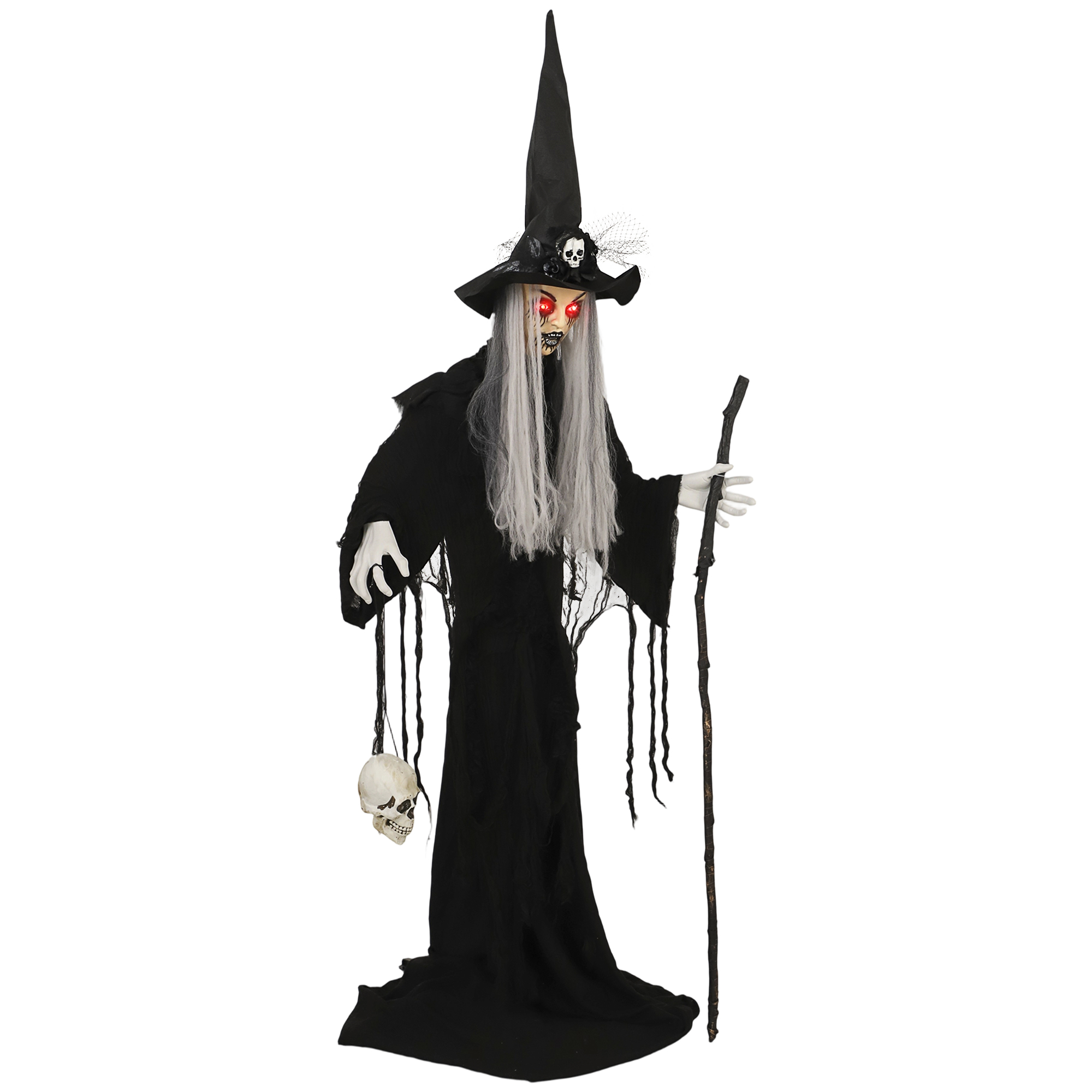 170 cm Halloween Dekoration Halloween Hexe mit LED-Lichter, Soundfunktion verstellbare Arme, Kopf 170 cm Halloween Dekoration Halloween Hexe mit LED-Lichter, Soundfunktion verstellbare Arme, Kopf