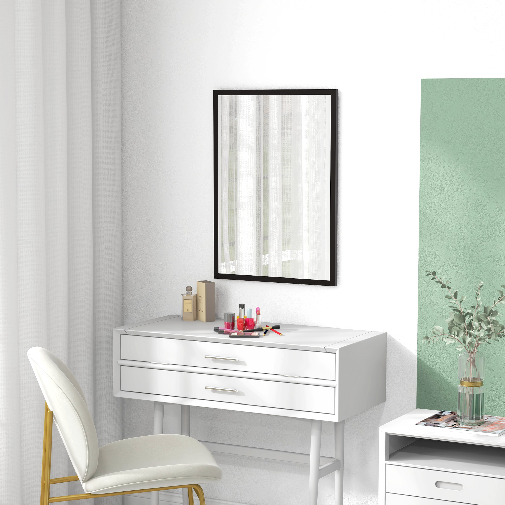 Wandspiegel, 50 x 70 cm, Rahmen in Holzoptik, einfache Montage, inkl, Schrauben