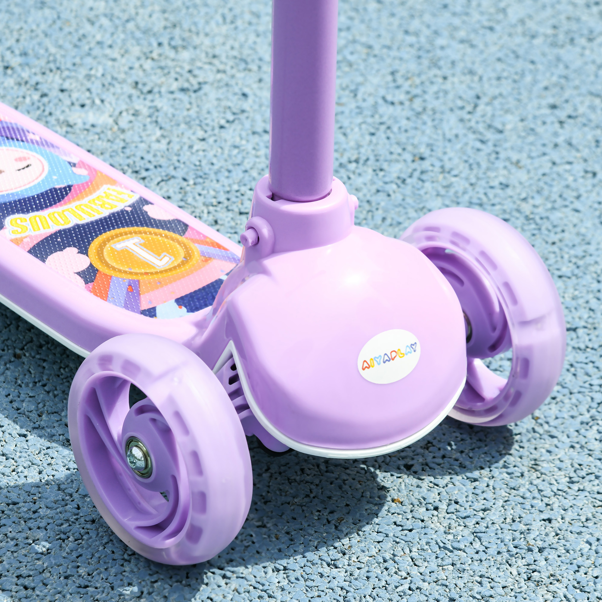 Kinderroller, LED-Räder, sanfte Fahrt, anpassbare Höhe, Kunststoff, Stahl, Lila