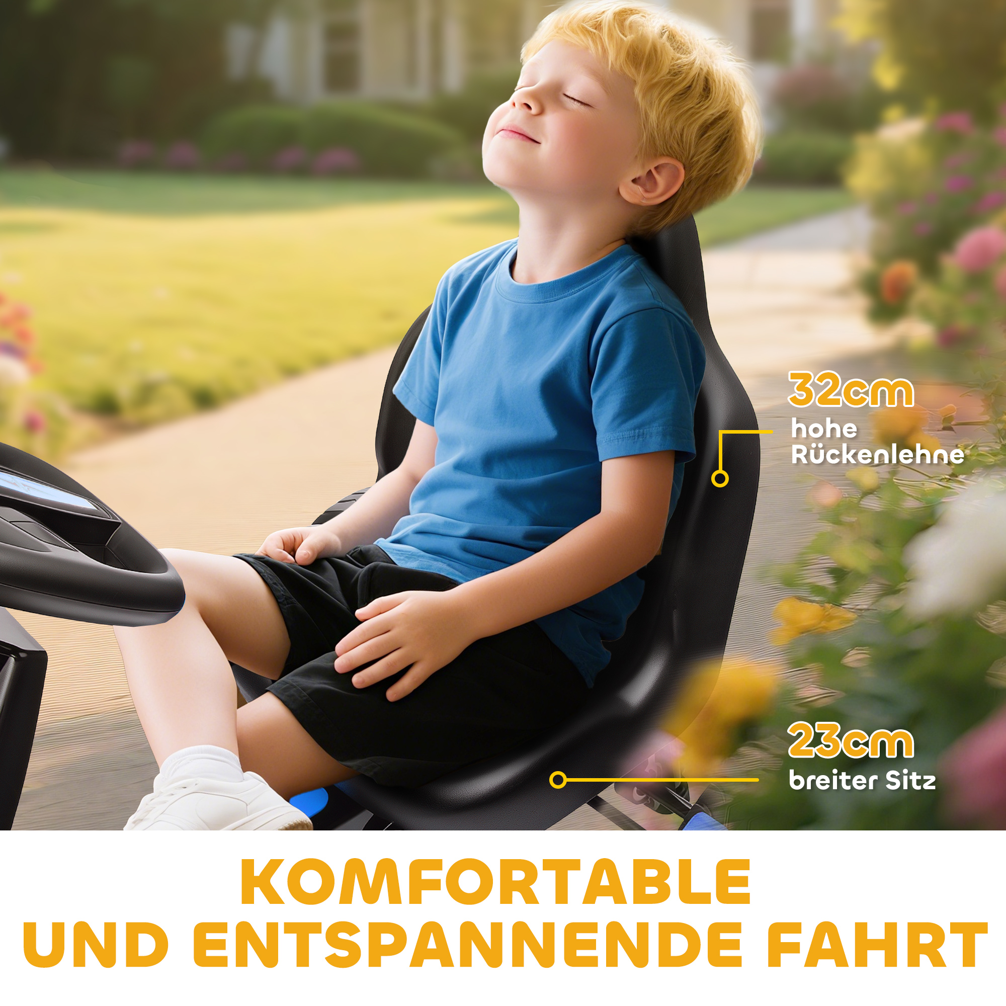 Gokart mit Pedalen, Tretauto für Kinder mit Bremse, rutschfeste Räder, Metallrahmen, 3-6 Jahre, Blau