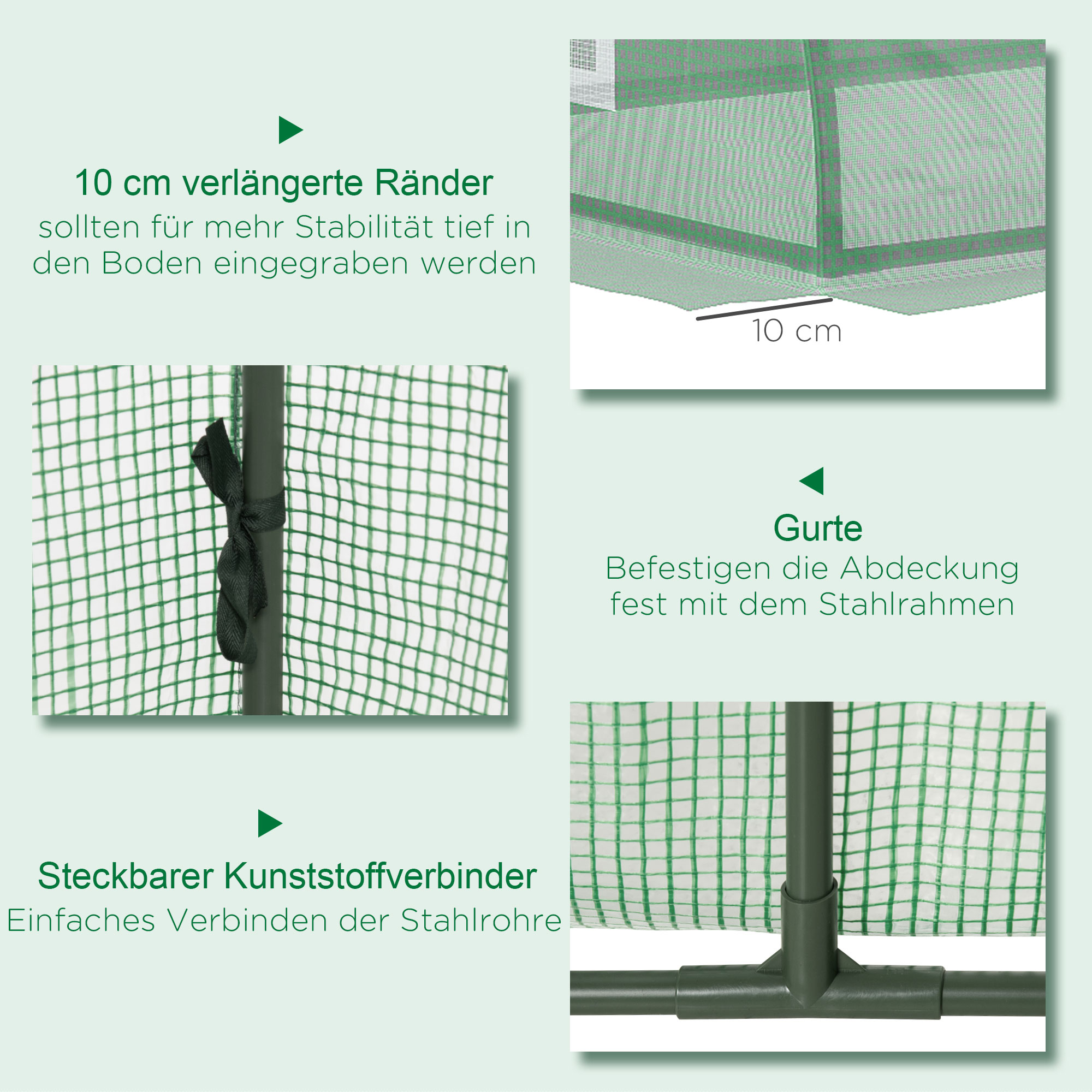 Foliengewächshaus, wetterbeständig, UV-beständig, Folientunnel, 200 cm x 80 cm x 45 cm, Grün