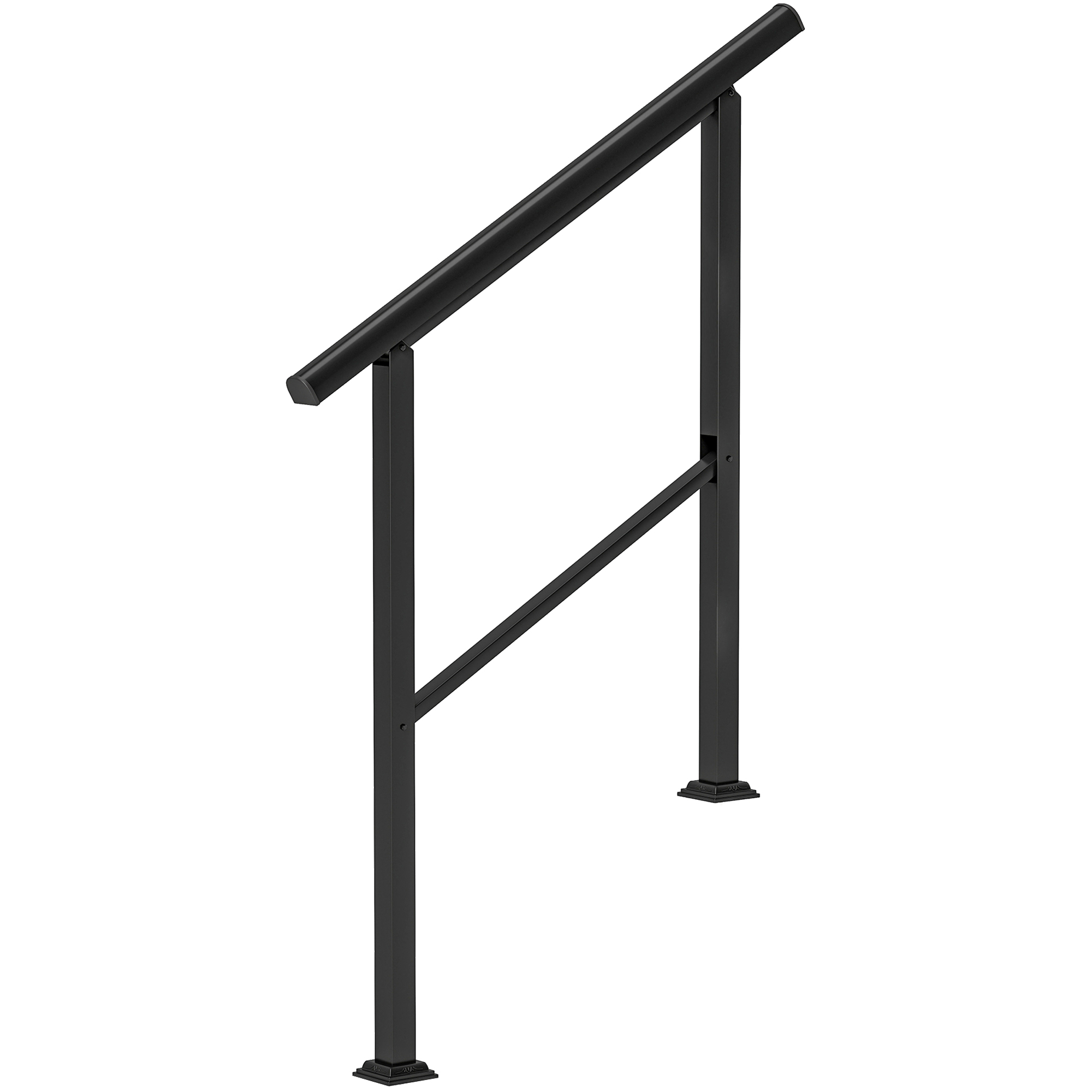 Treppengeländer für 2-3 Stufen, 94cm, Winkelverstellbar Handlauf Außen und Innen Metall Schwarz