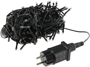 LED Aussen-Lichterkette "CT-ALK200" 20m, warmweiß, Kabel schwarz, IP44, 200 LEDs