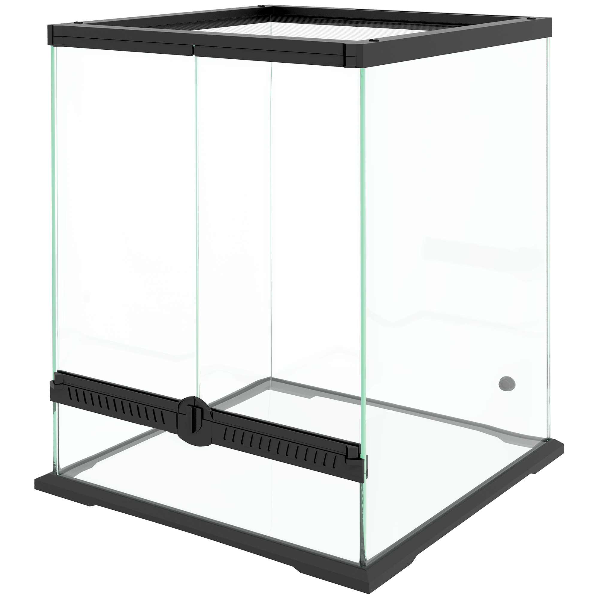 Terrarium, Glasgehäuse, verriegelbar, Kabelmanagement, 45x45x60cm, Schwarz