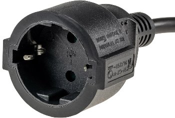 Schutzkontakt-Verlängerung, 5m, schwarz, H05VV-F3G 1,5mm² 16A/250V