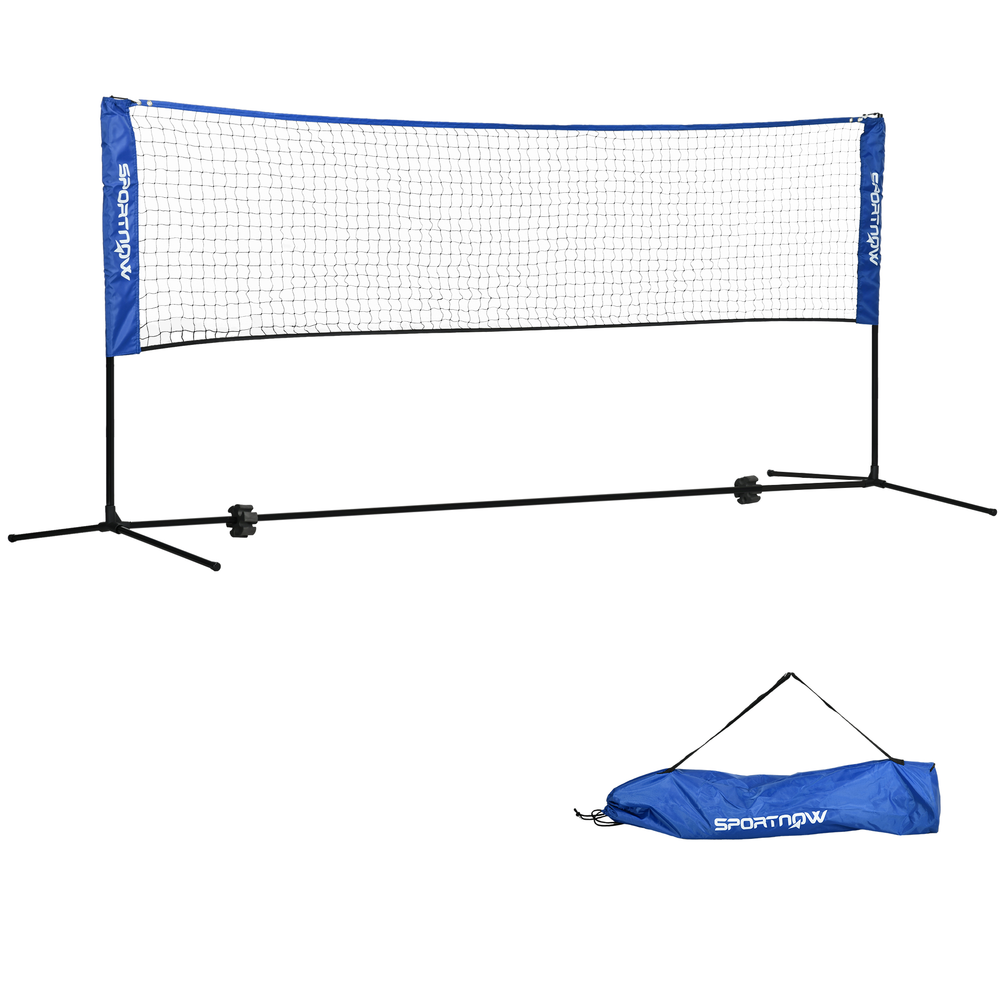 Badmintonnetz, höhenverstellbar, faltbar, mit Tragetasche, 3,10m, Schwarz/Blau