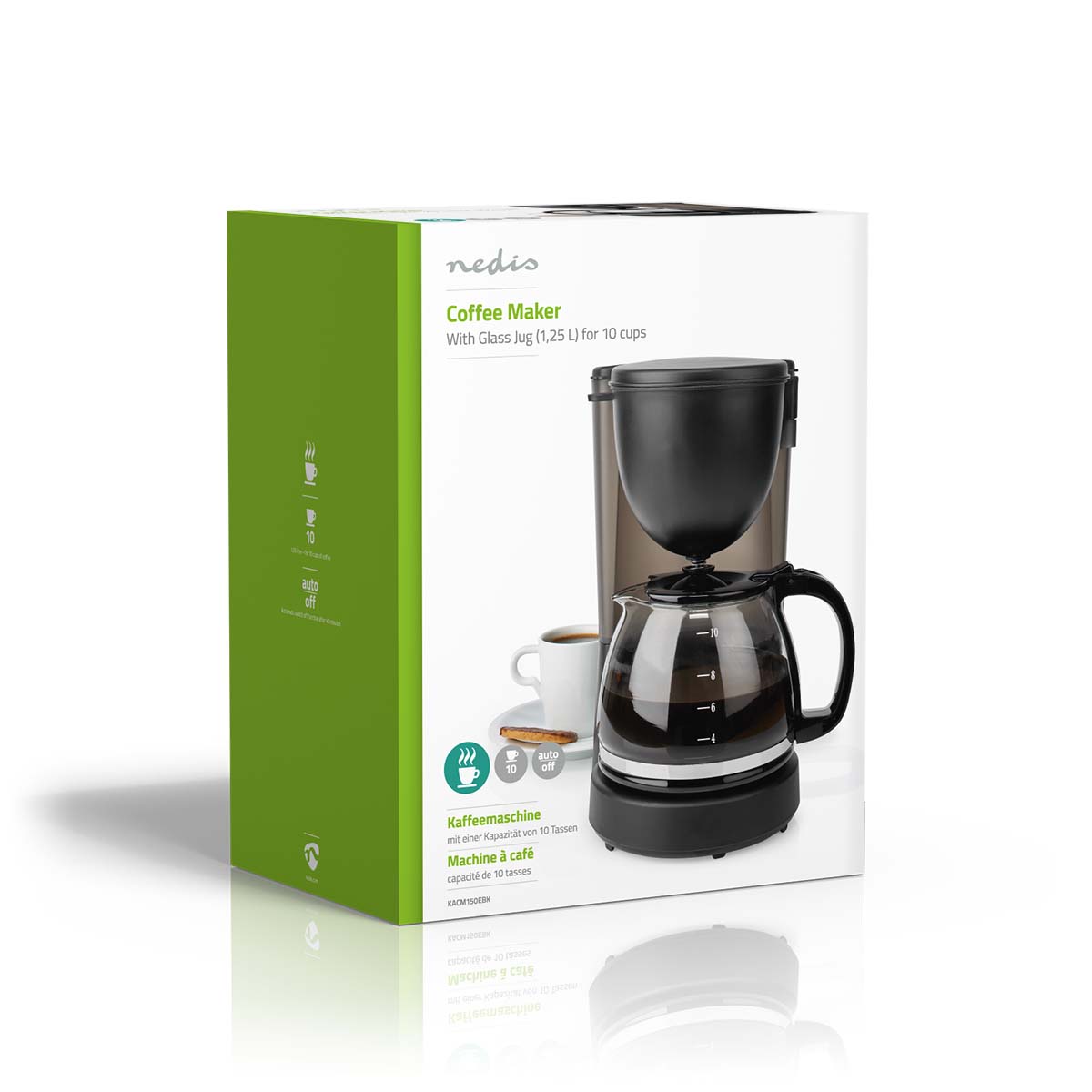 Kaffeemaschine | Filter Kaffee | 1.25 l | 10 Tassen | Warmhalten | schwarz