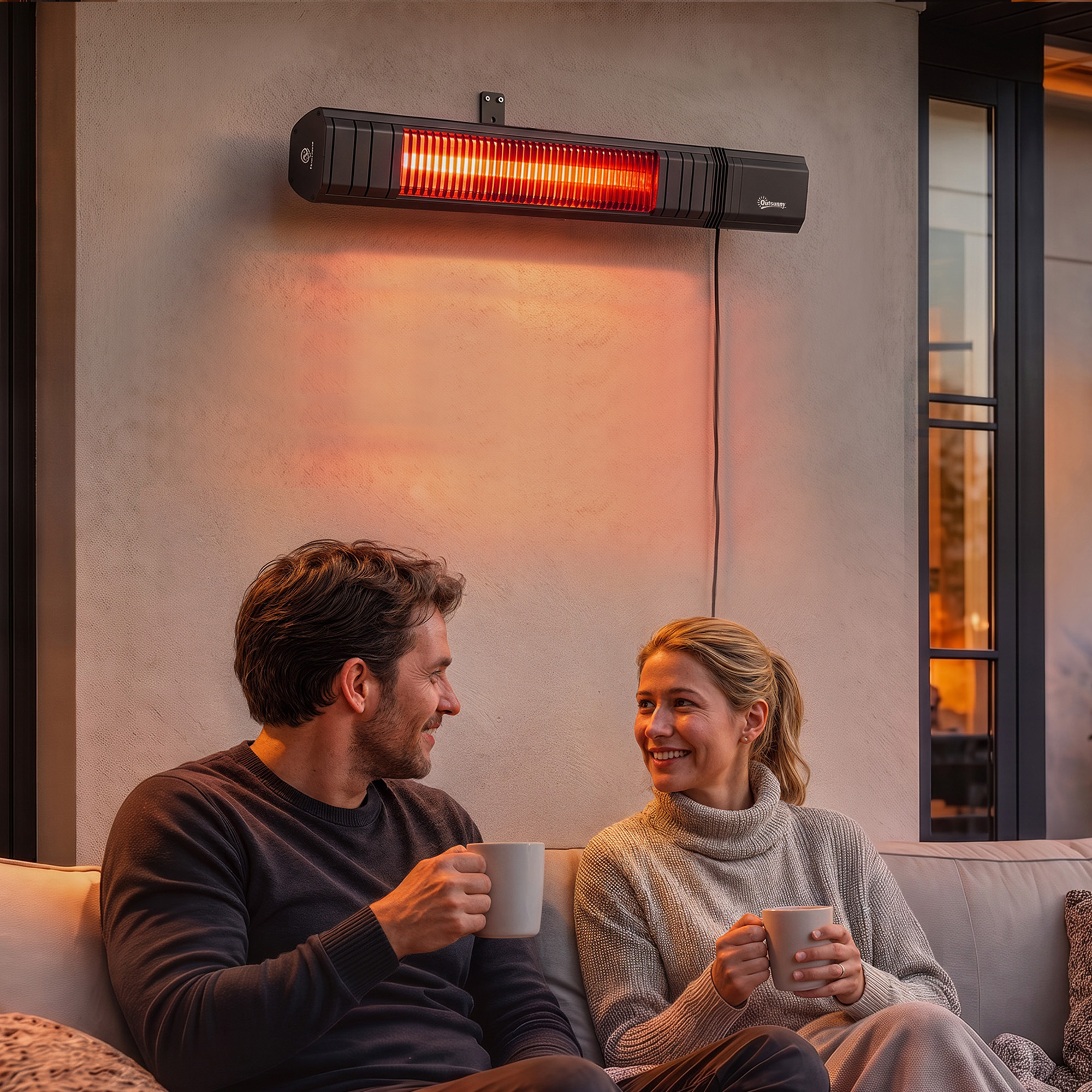 Infrarot Heizstrahler Hängend 2000W Carbonfaser Deckenheizstrahler mit App Touch & Fernbedienung 9 Heizstufen