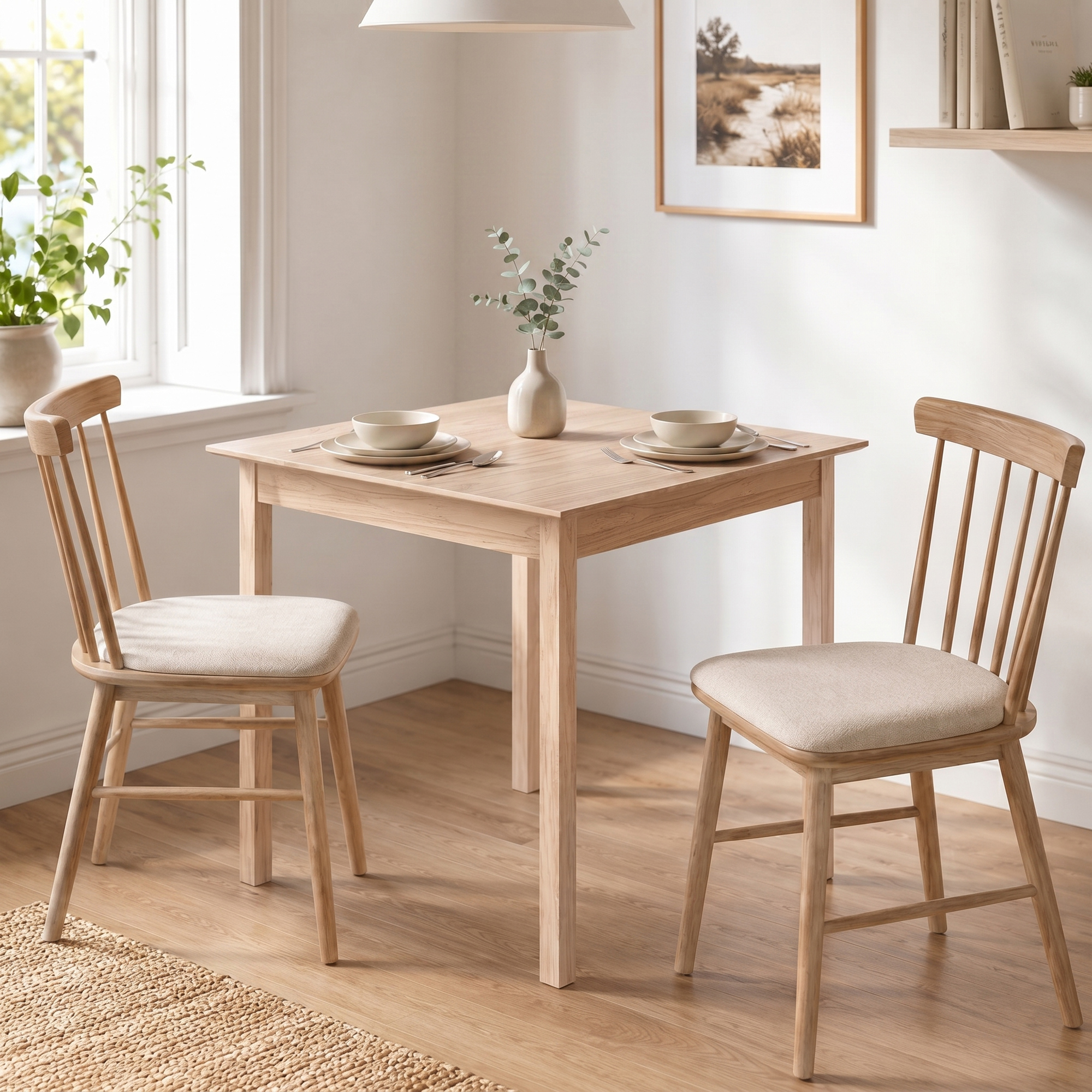 Küchentisch Esstisch Quadratischer Tisch, modernes Design, 75 cm x 75 cm x 76 cm, Naturholz