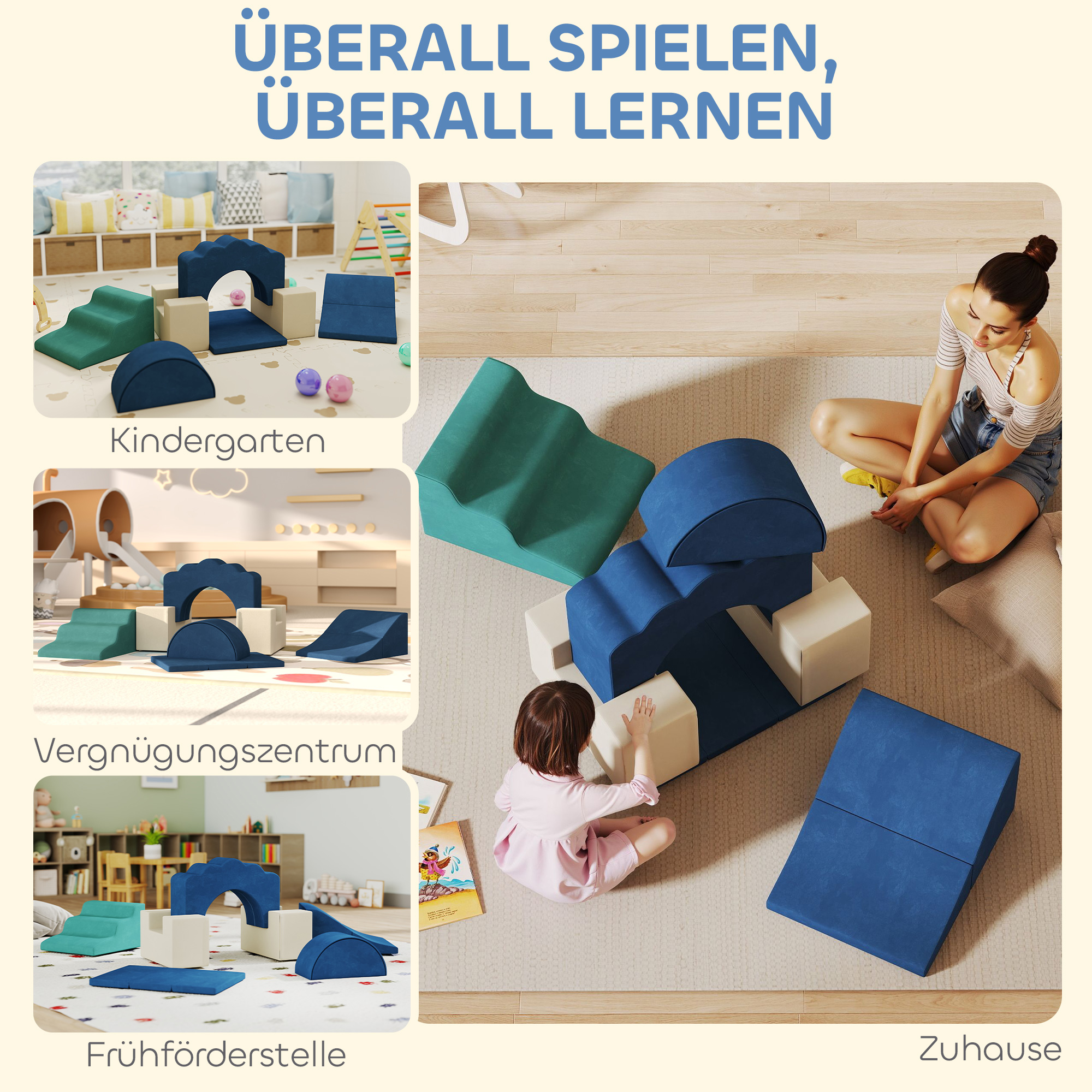 7-teiliges Set Kletterblöcke für Babys & Kleinkinder, weiches Kletterset für den Innenbereich, Stoff, Schaumstoff, bunt
