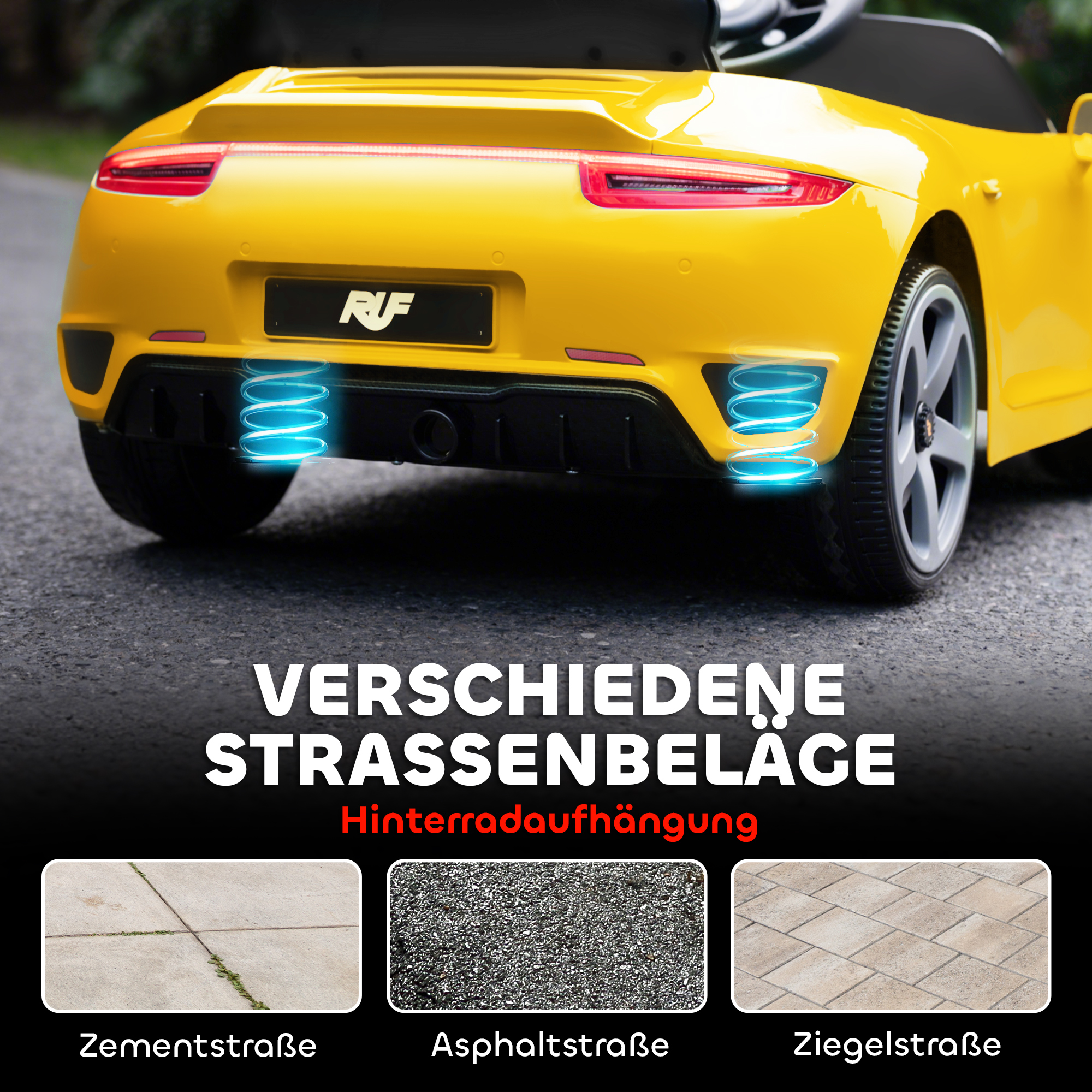 Kinderfahrzeug Porsche 911 RUF GT, gelb