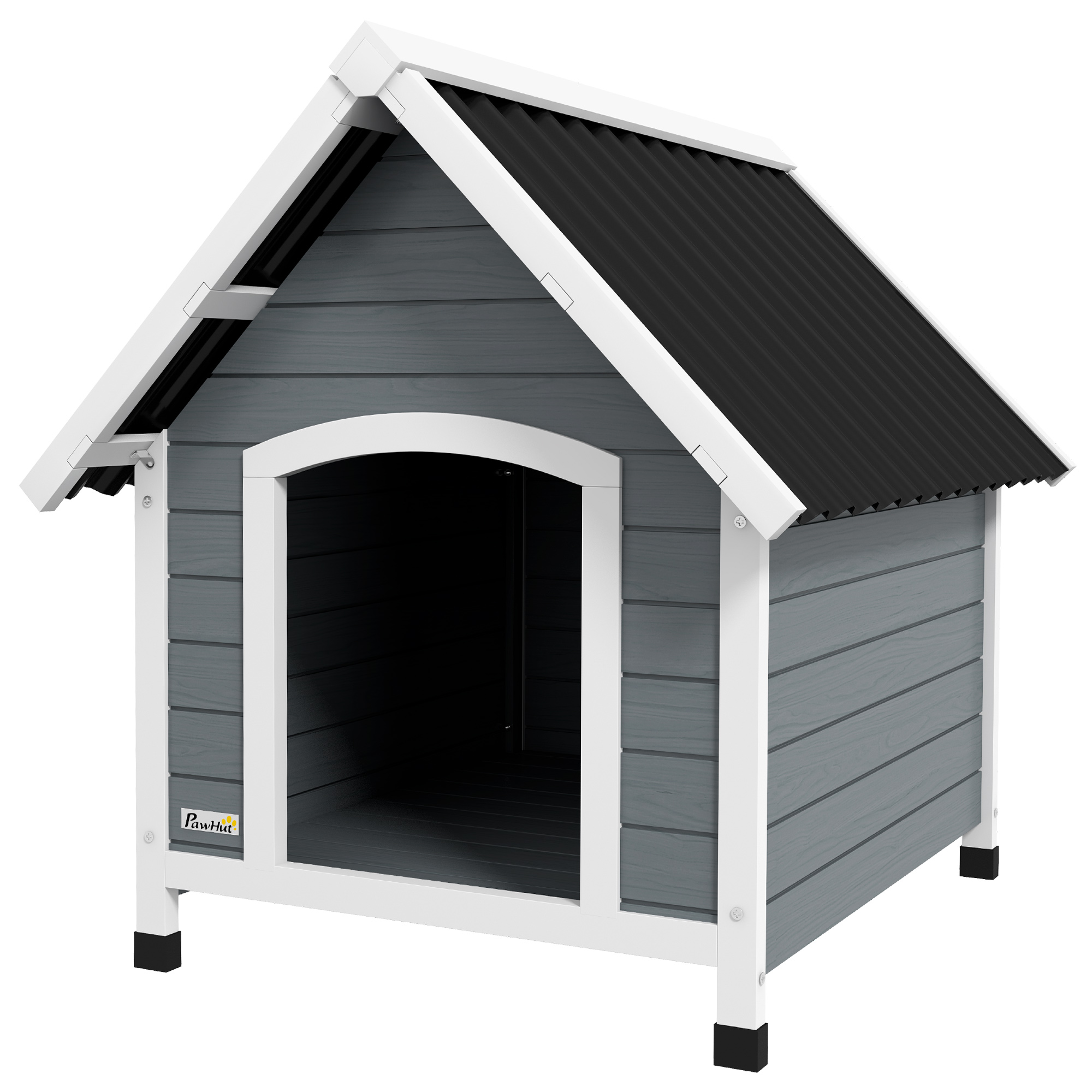 Hundehütte, wetterfest, herausnehmbarer Boden, Tannenholz, 75x88x82 cm, Grau/Schwarz Hundehütte, wetterfest, herausnehmbarer Boden, Tannenholz, 75x88x82 cm, Grau/Schwarz