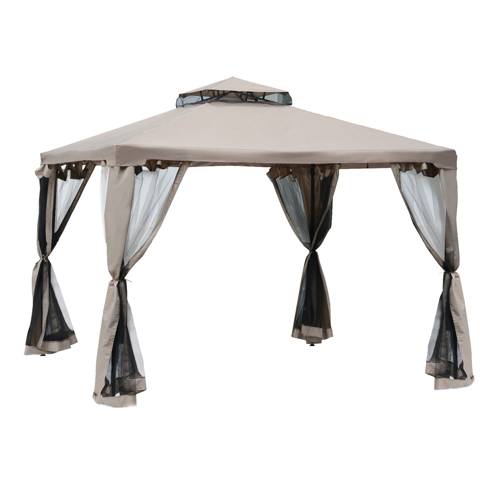Gartenpavillon Pavillon Gartenzelt Festzelt Partyzelt mit 4 x Seitenwand wetterfest Metall + Polyester Grau 2,94 x 2,94 x 2,65 m Gartenpavillon Pavillon Gartenzelt Festzelt Partyzelt mit 4 x Seitenwand wetterfest Metall + Polyester Grau 2,94 x 2,94 x 2,65 m